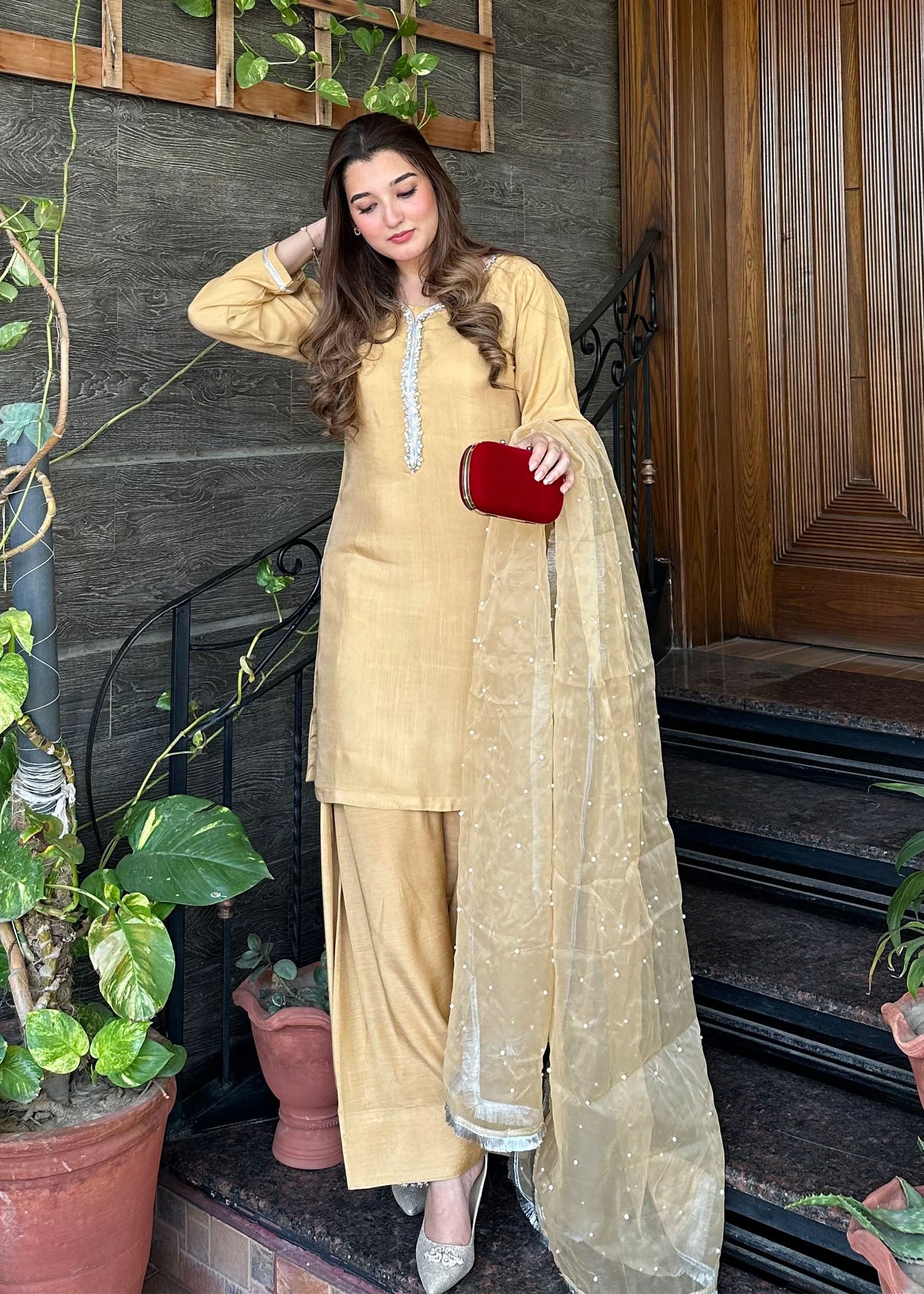 viscose thai silk Kurta Set in Gold