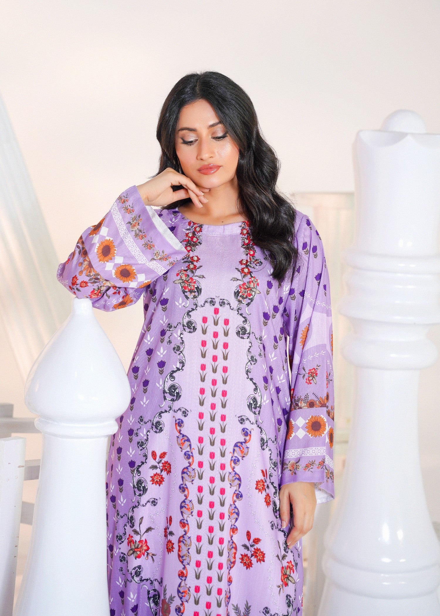 pk raw silk Kaftan in Lilac