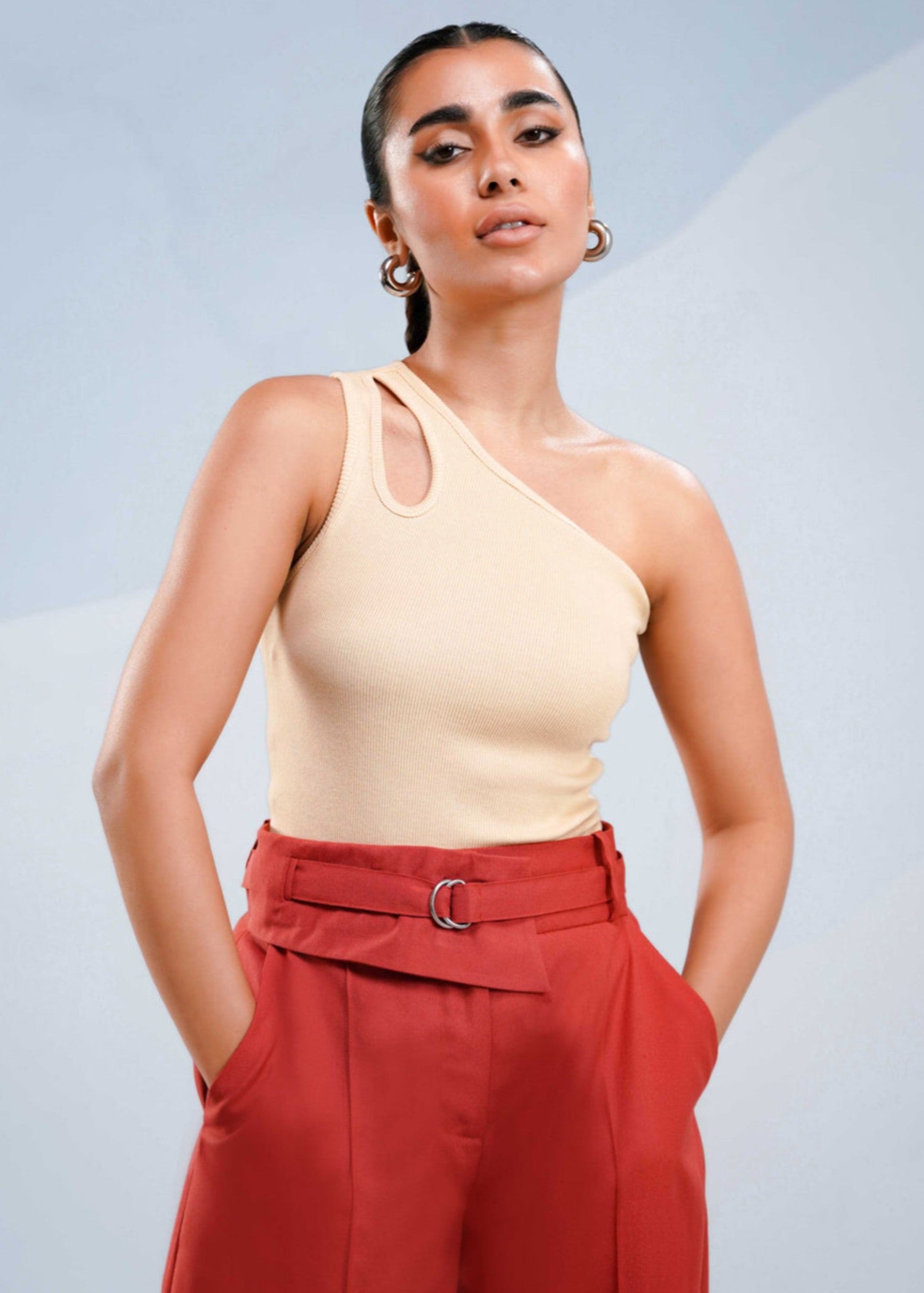cotton jersey Tank Top in Beige