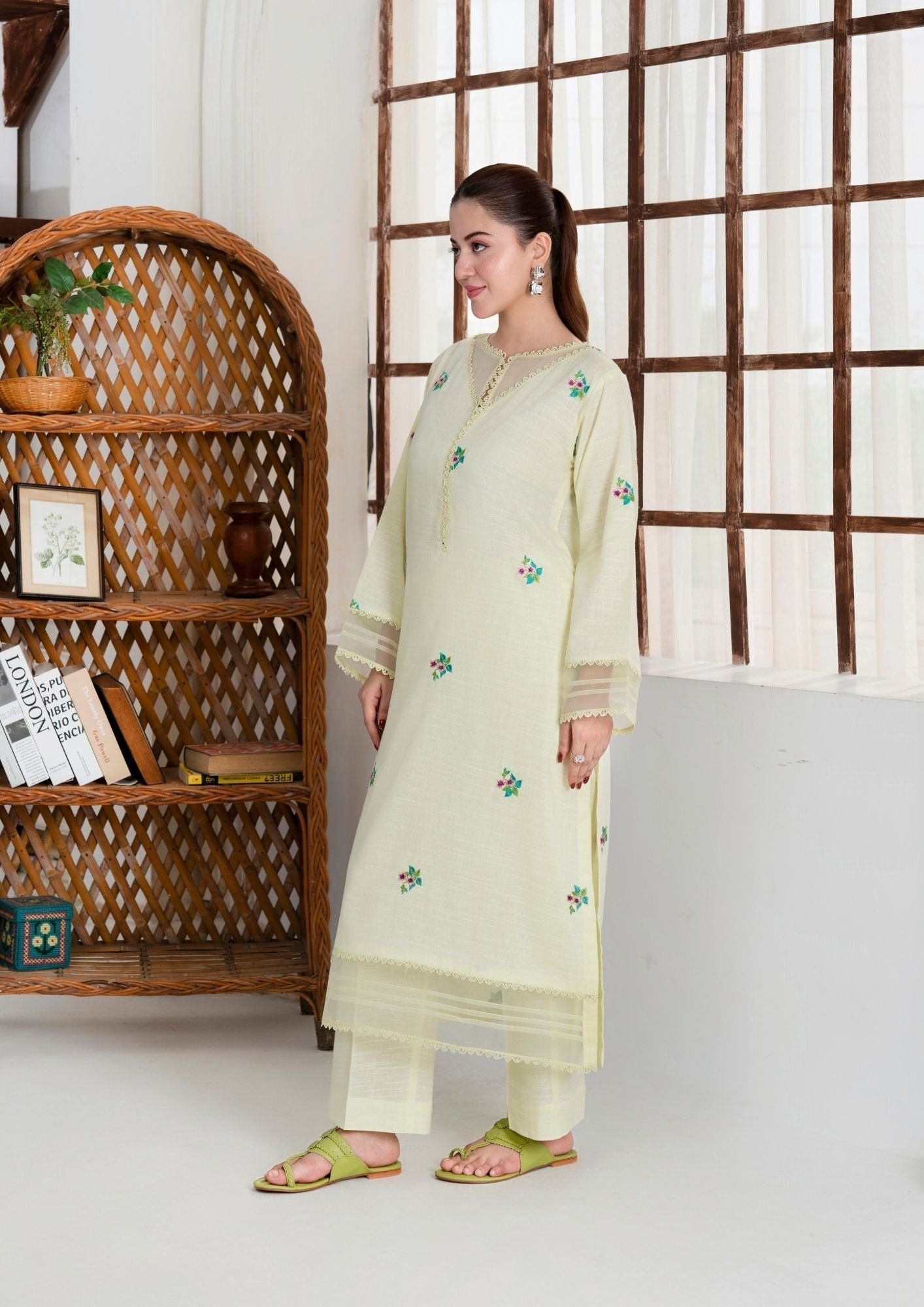 khaddar Kurta Set in Ghost white