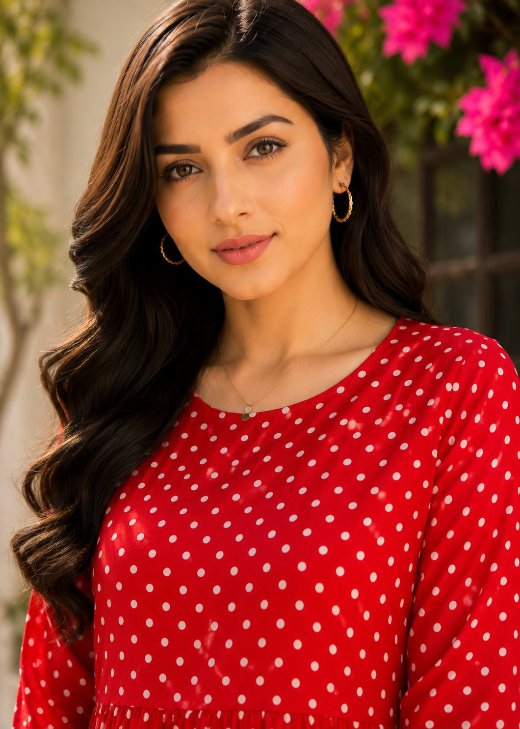 chiffon polyester Tunic in Red