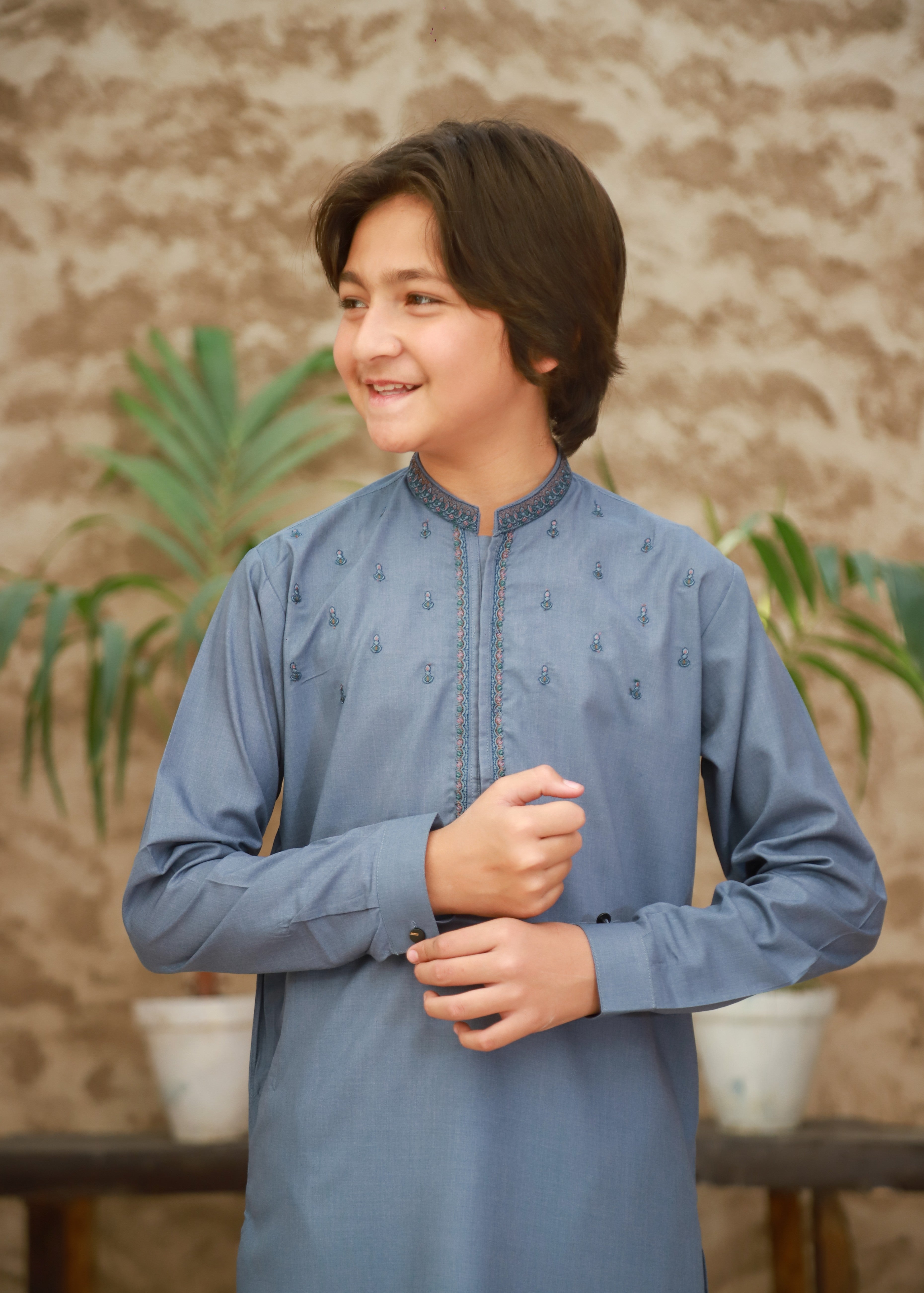 wash & wear Kurta Set in Cornflower blue