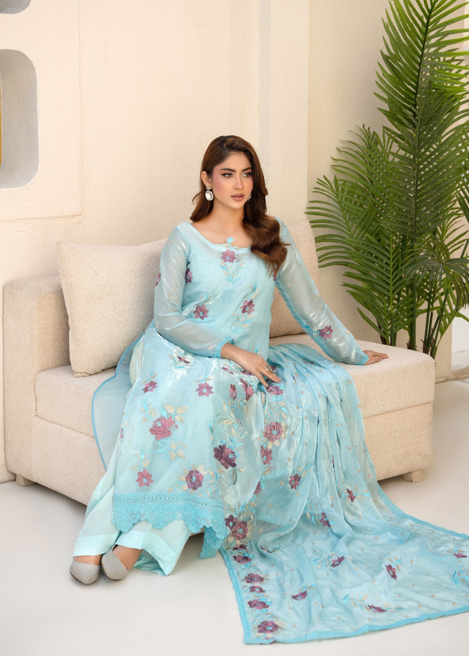 silk Unstitched in Ice blue