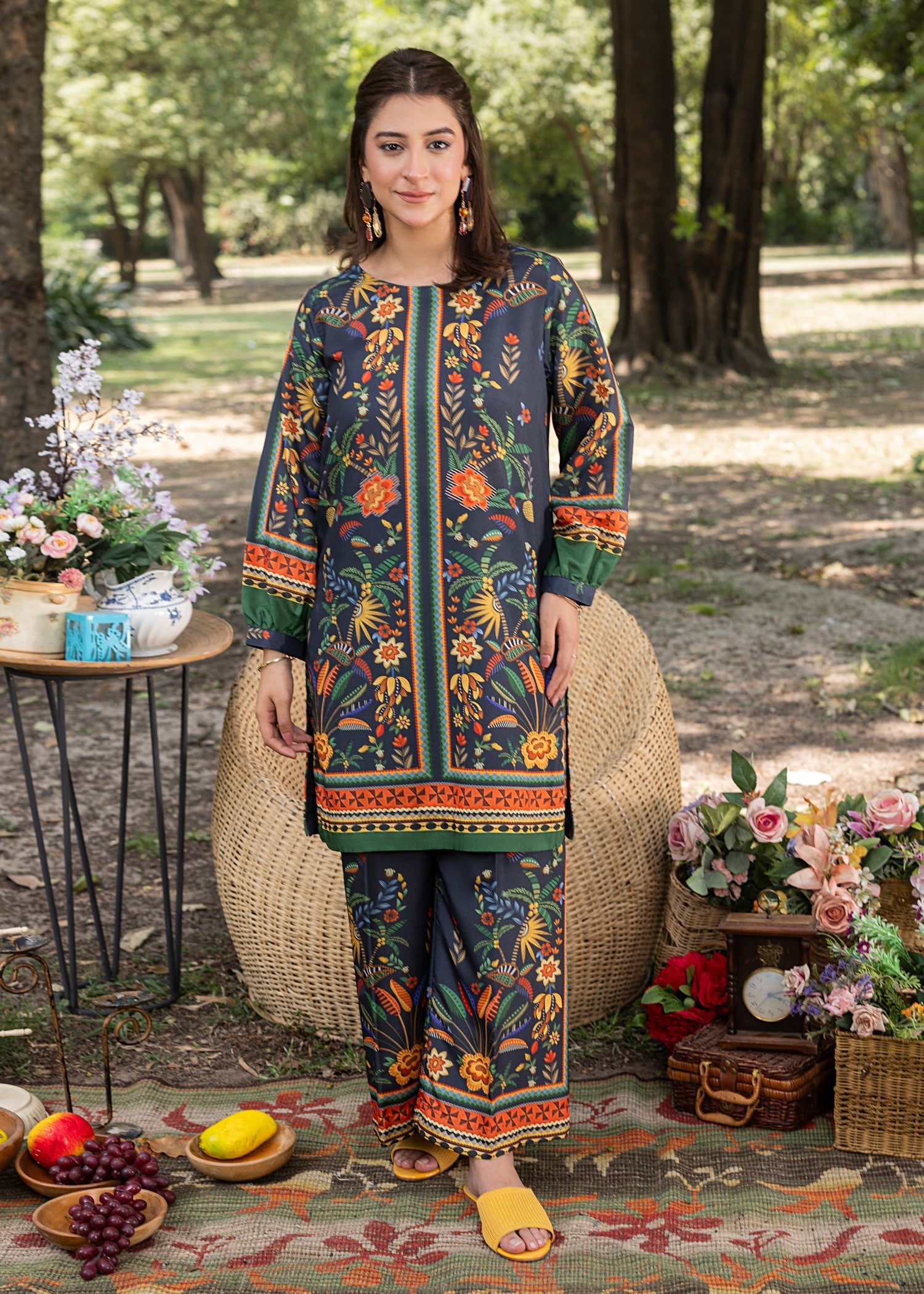cotton silk Co Ord Sets in Charcoal