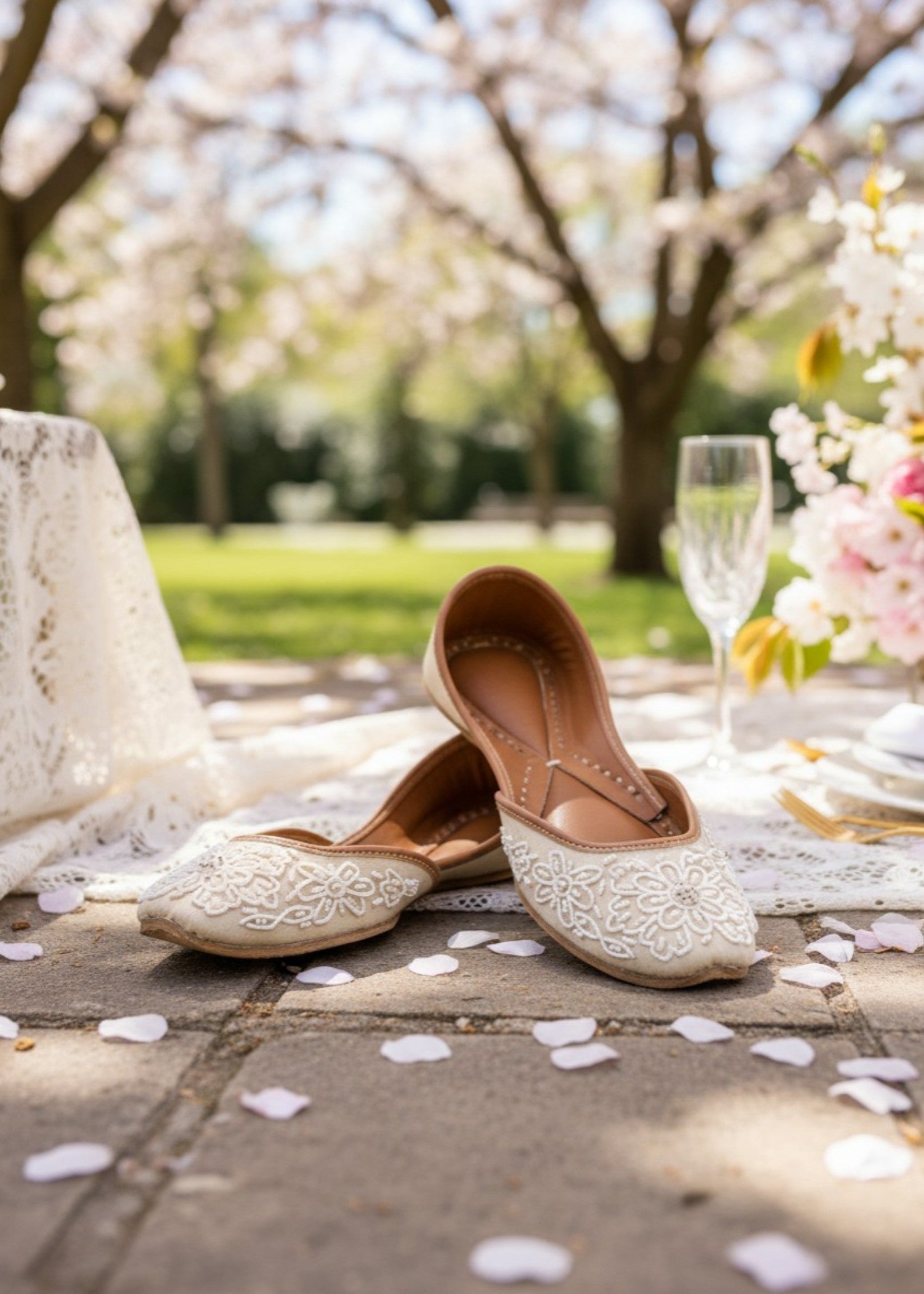 Khussa in Ivory by - High Quality Women Khussa ZWD4857