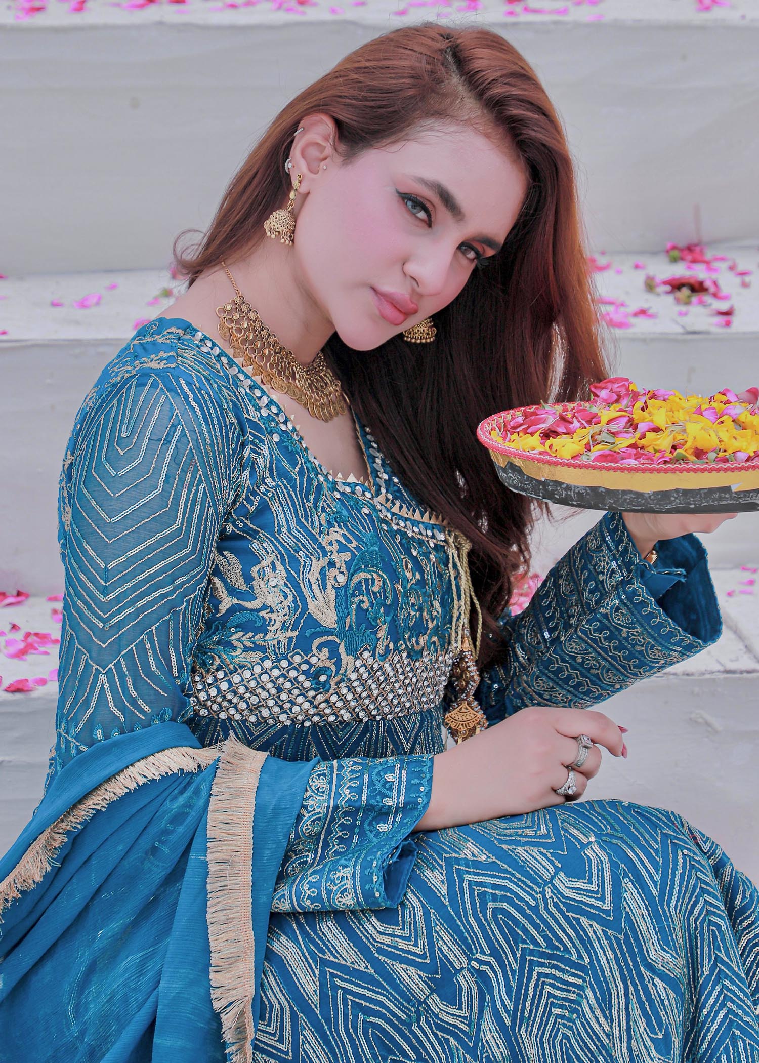 chiffon Angrakha in Blue