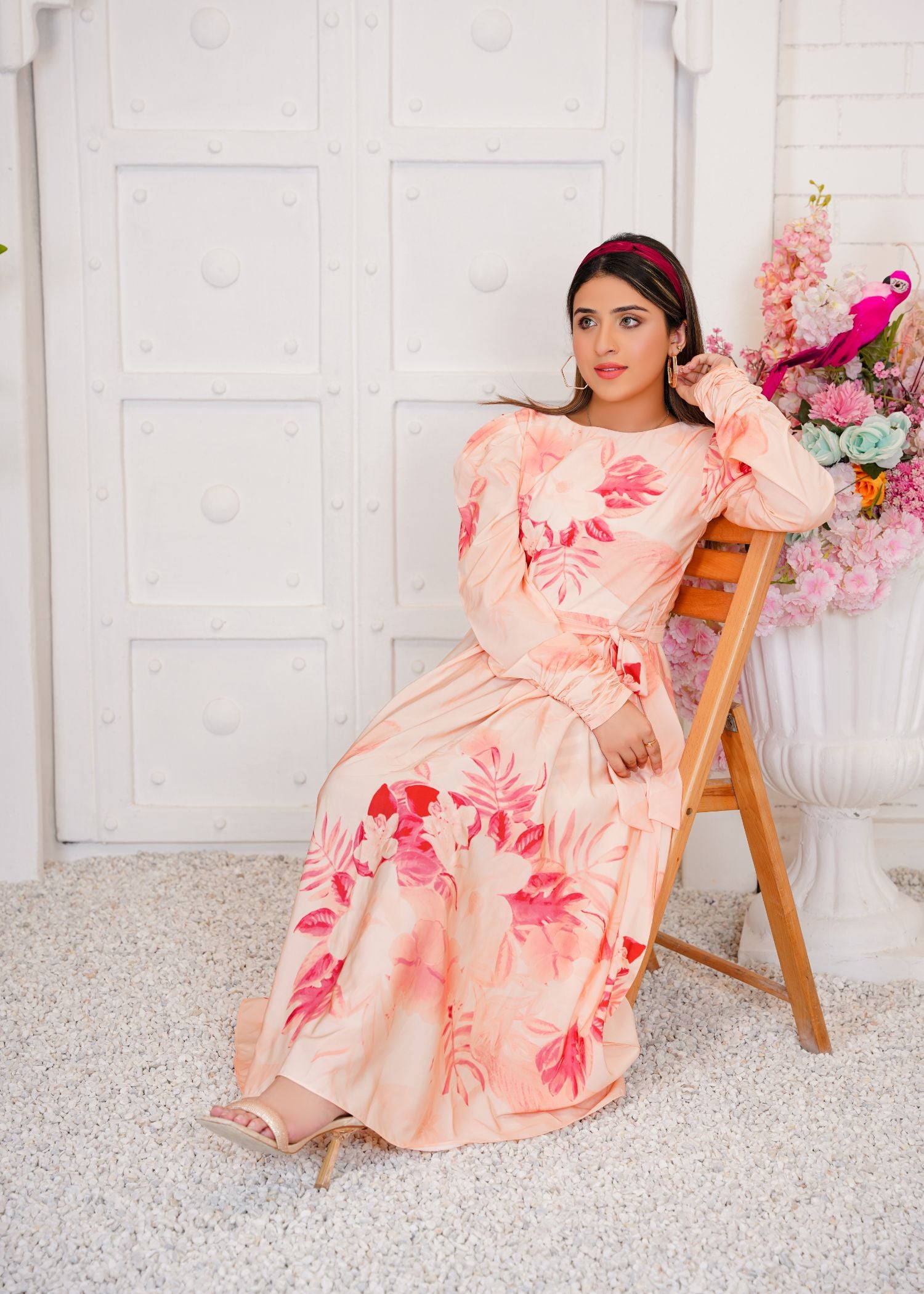 crepe Maxi in Peach pink