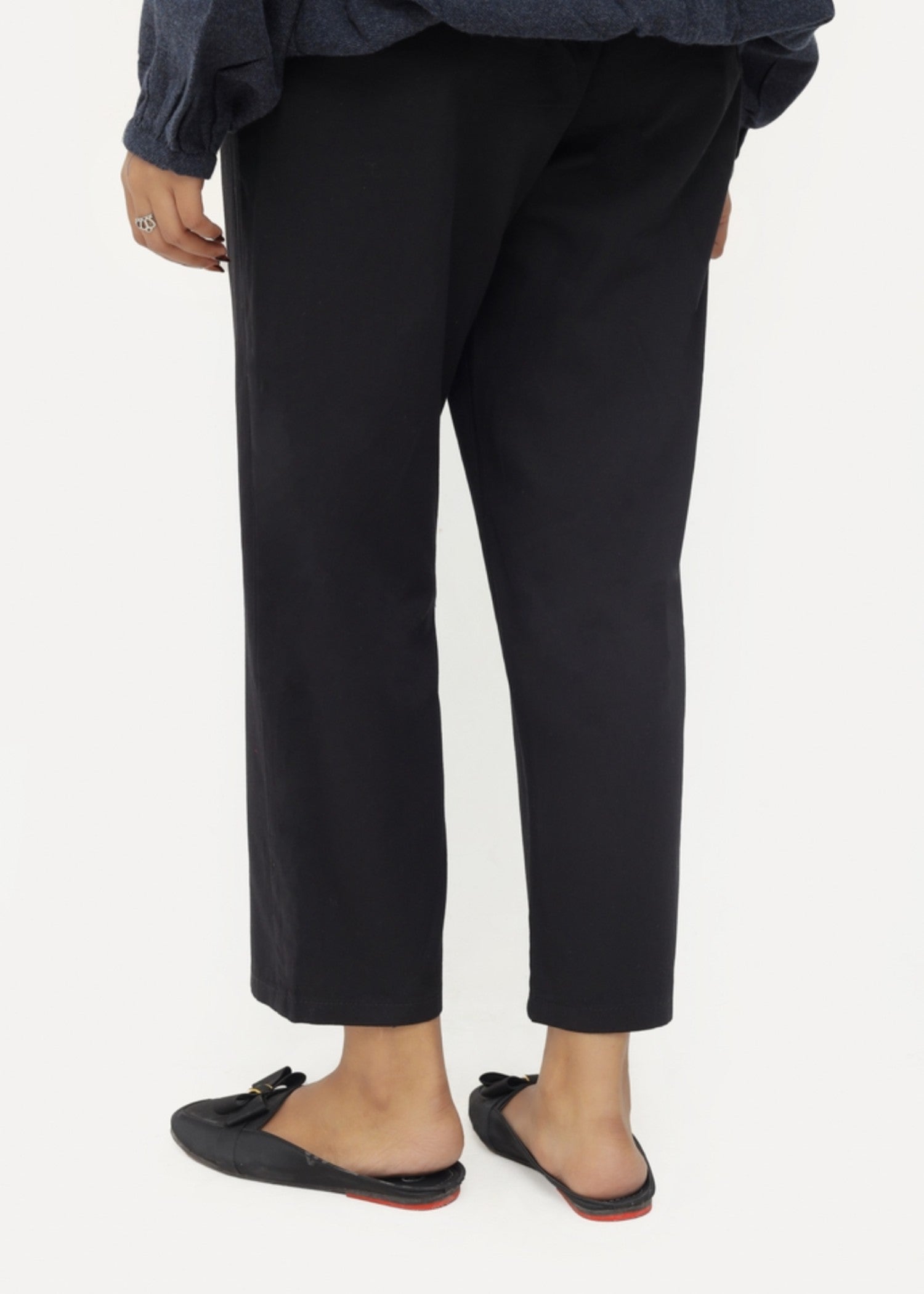 twill cotton Pants in Black
