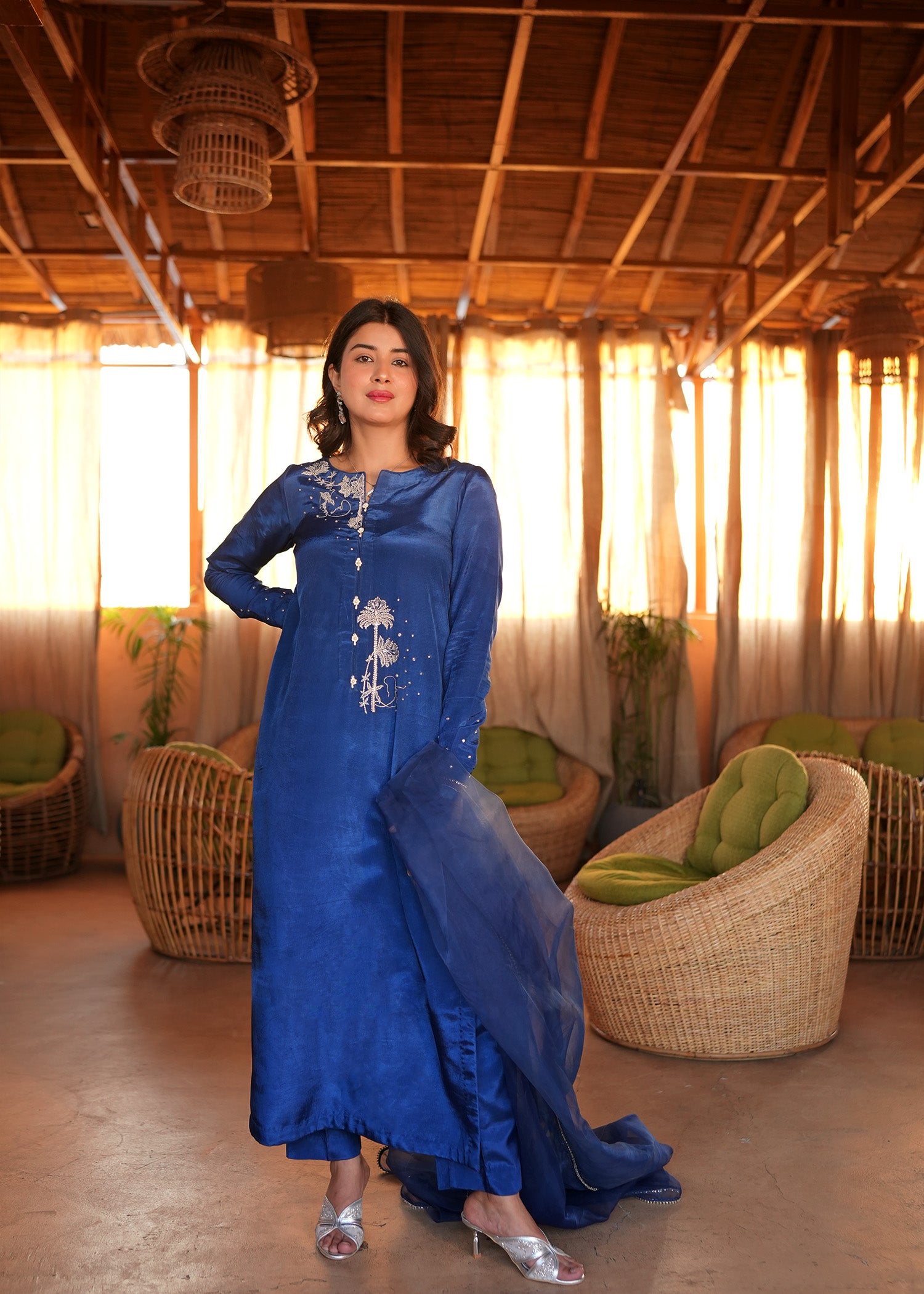 silk grip Kurta Set in Blue