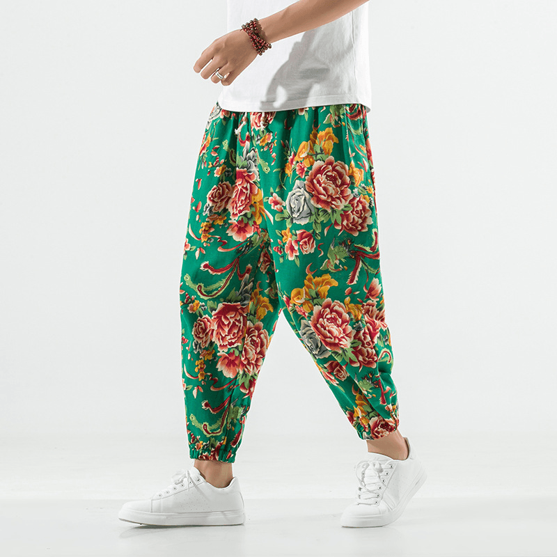 Breathable Cotton and Linen Casual plus Size Crotch Harem Pants Bloomers
