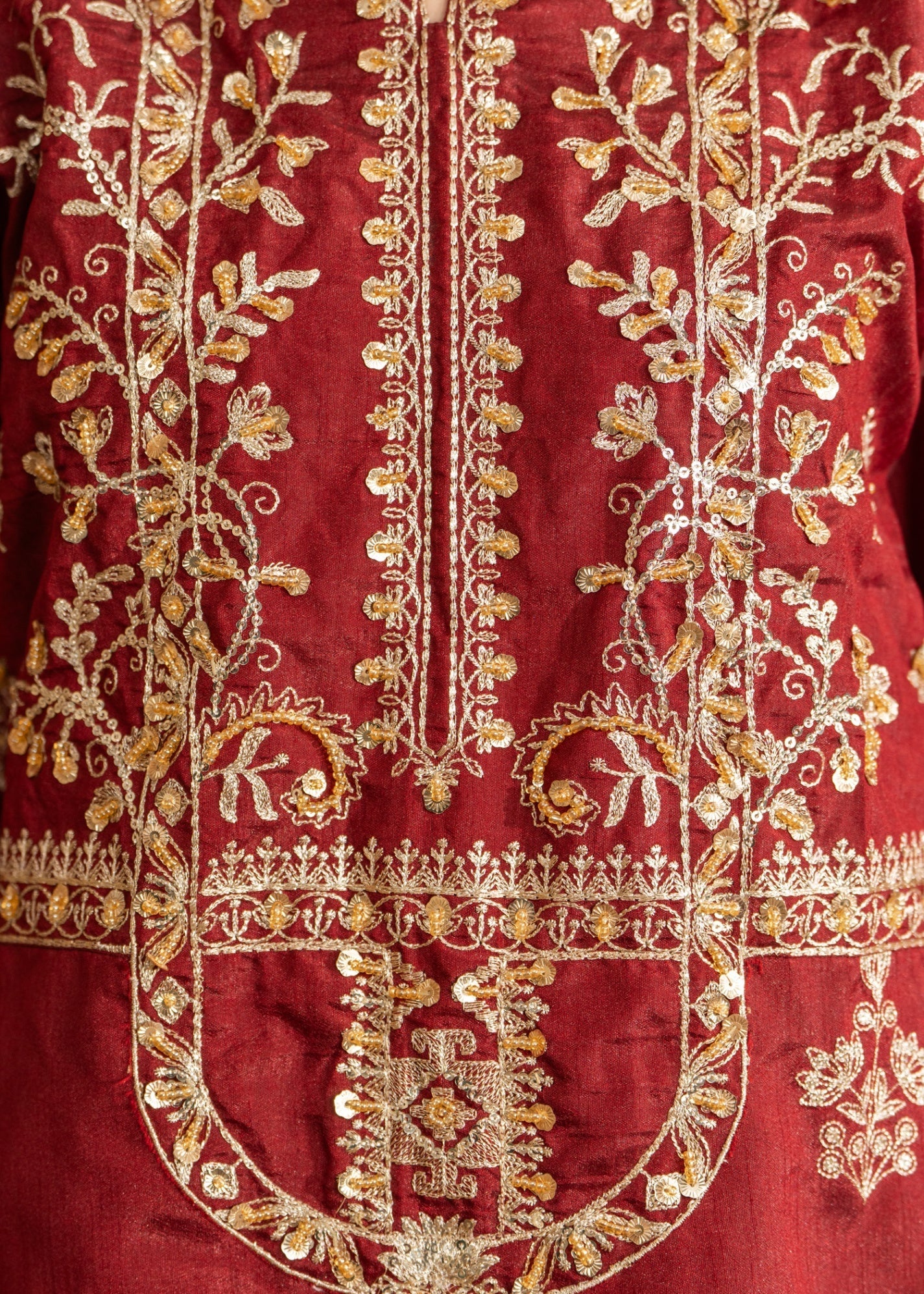 raw silk Maxi in Red