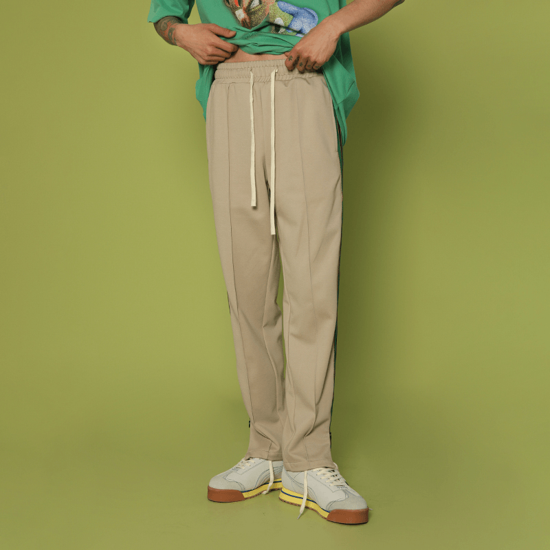 BENMYSHOWER National Tide Casual Trousers Male Hip-Hop Tide Brand Sports Pants Loose Straight Couple Striped Pants