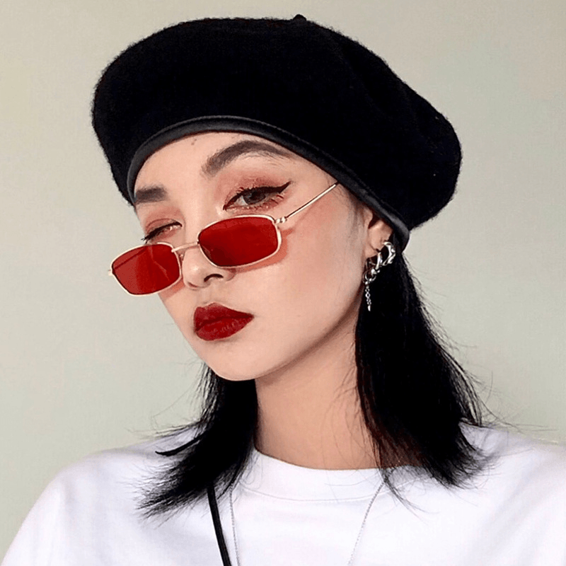 Sunglasses European and American Niche Box Jump Di Sunglasses Color Retro Hong Kong Style Gold