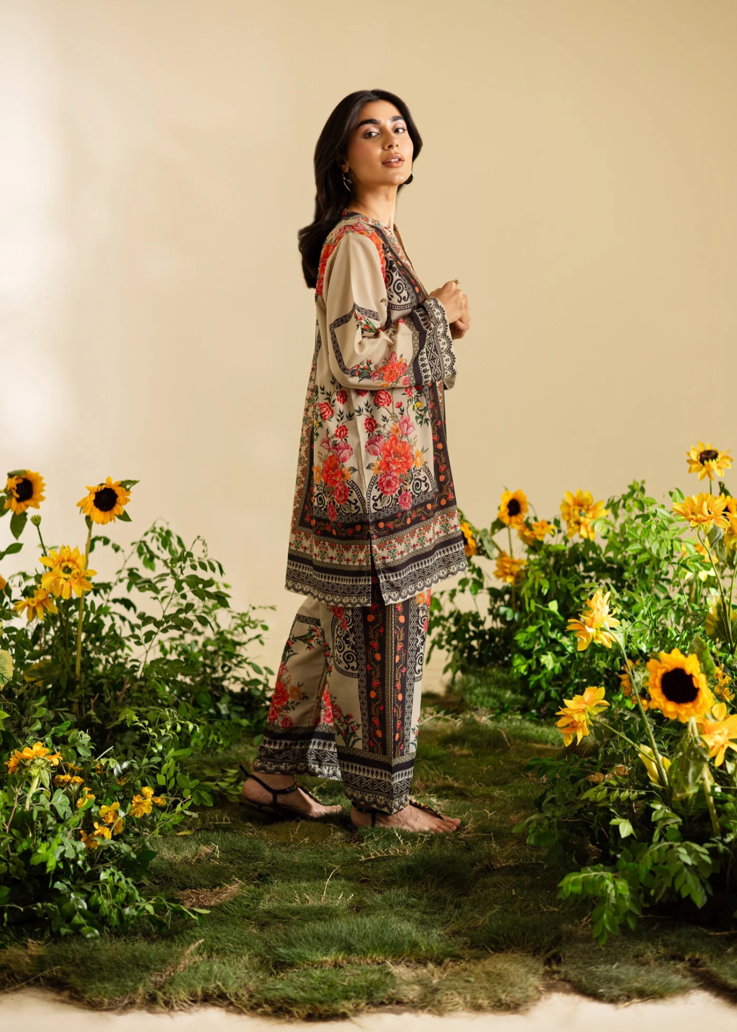 poly lawn Co Ord Sets in Tan brown