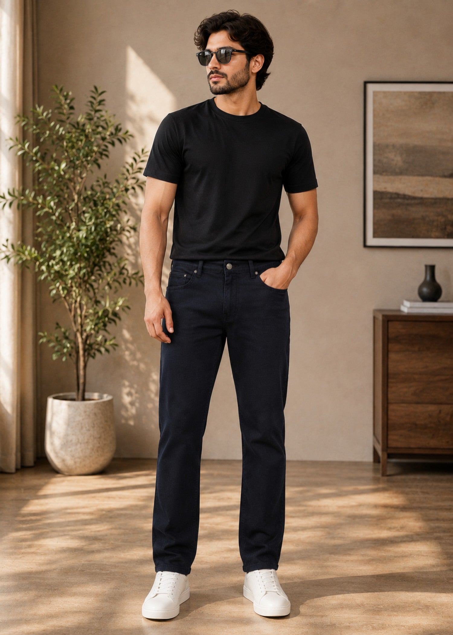 cotton Jeans in Black