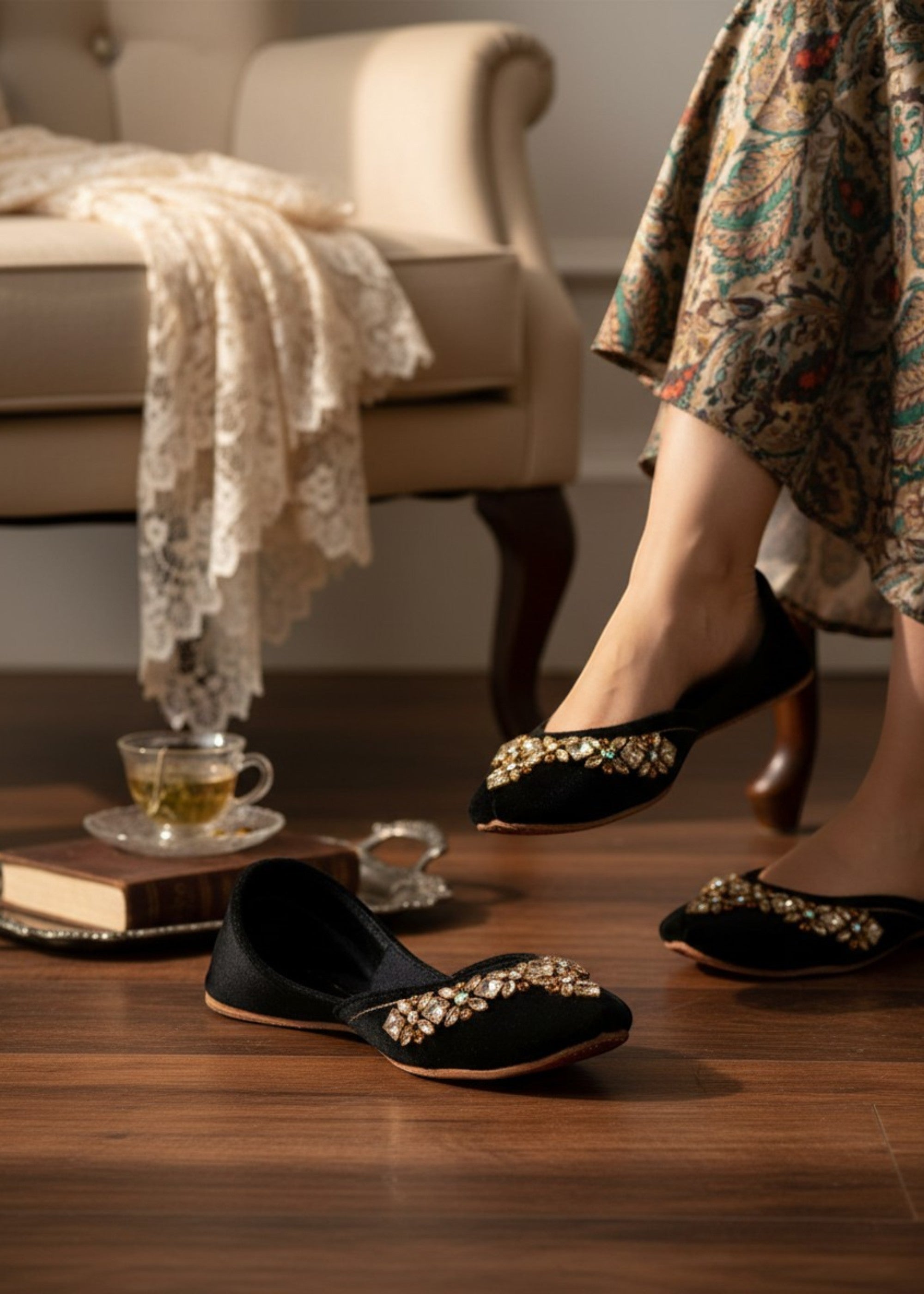 Khussa in Black by - High Quality Women Khussa AIZ5334