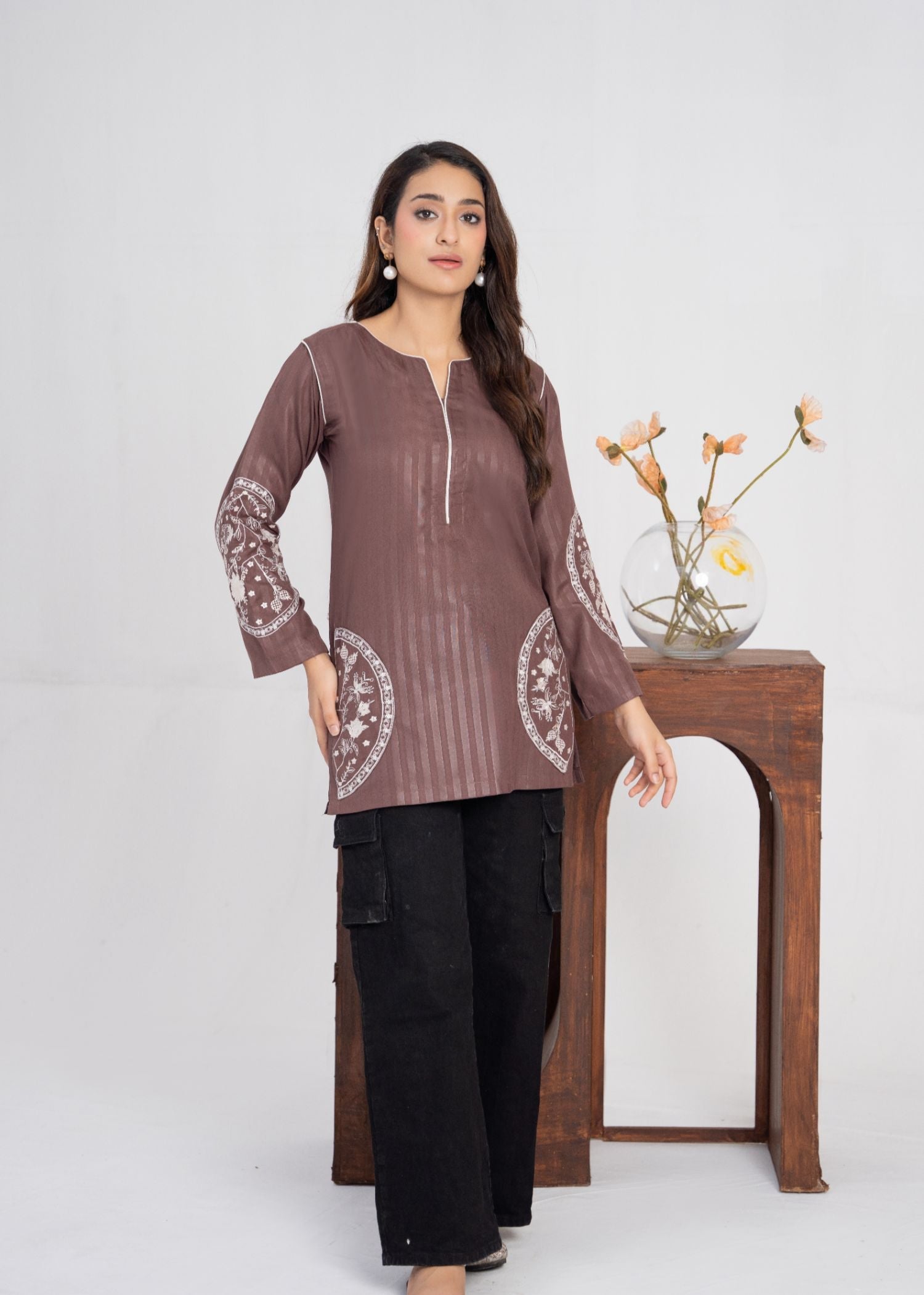cotton Kurti in Coffee brown