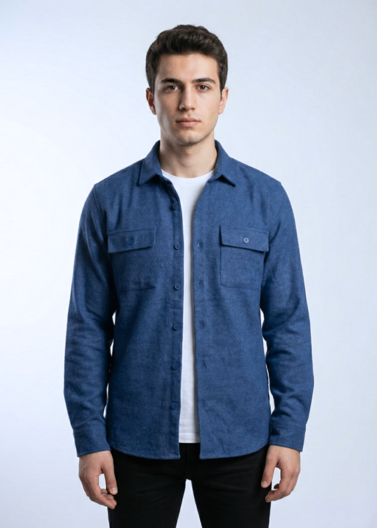 wool viscose Casual Shirt in Blue