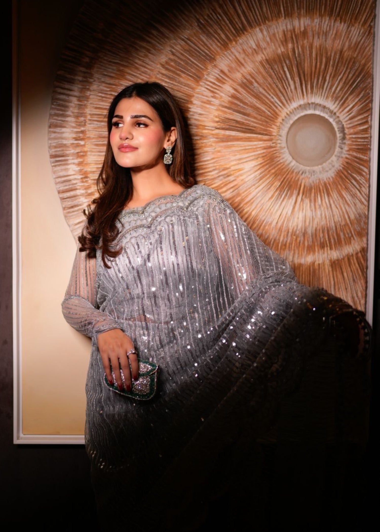 tulle Saree in Silver