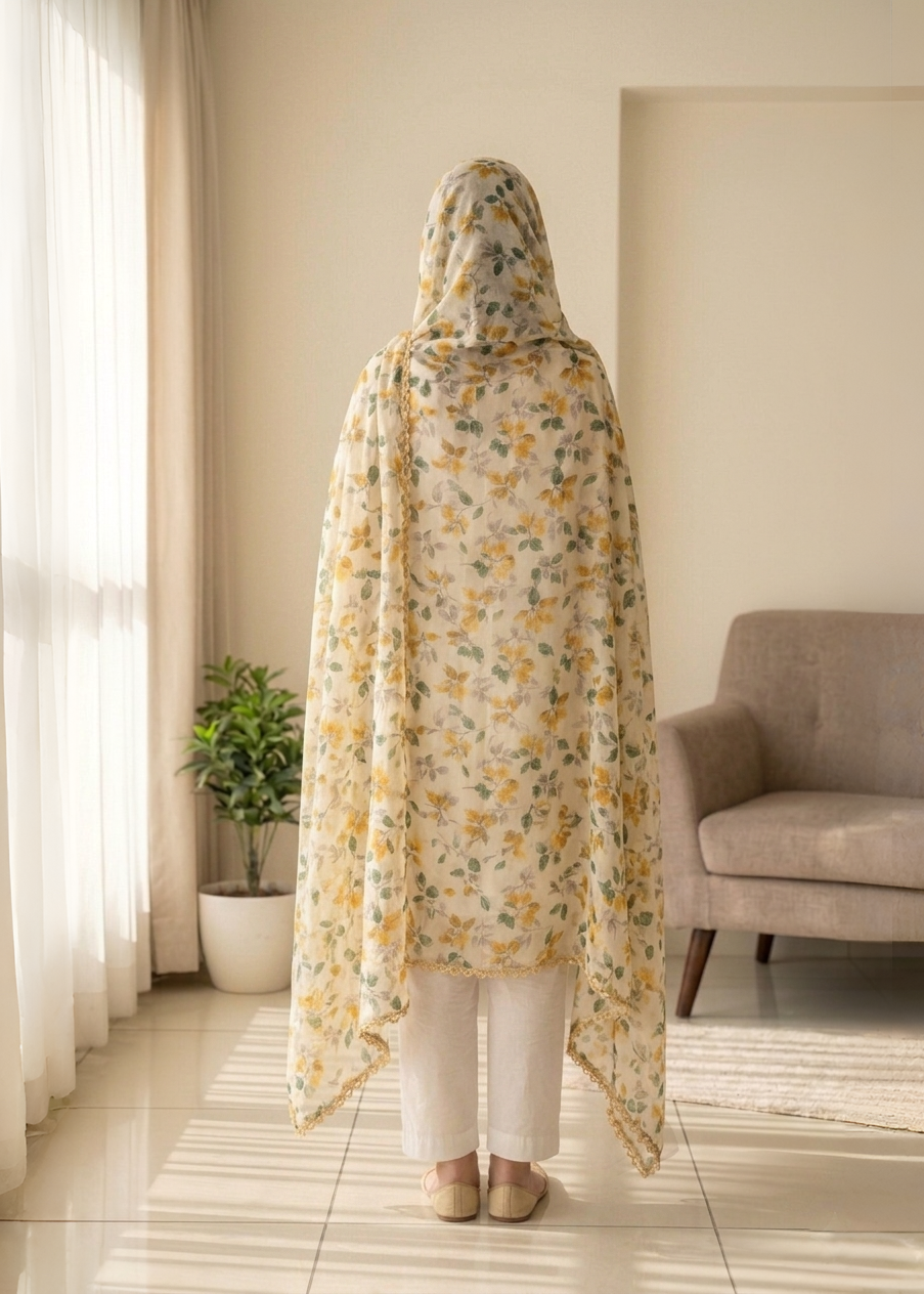 lawn Chaddar in Cream, mustard