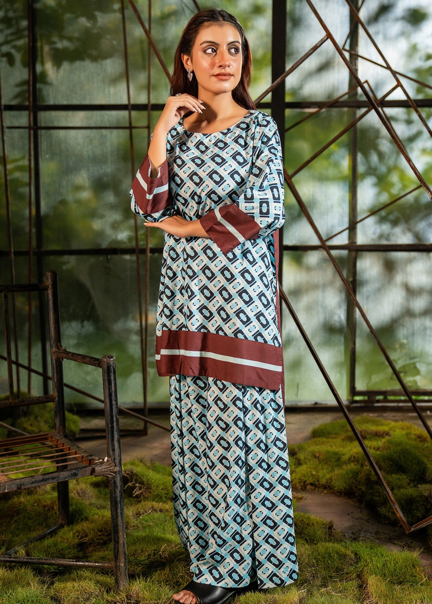 pure viscose Co Ord Sets in Light blue, jet black, rustic brown