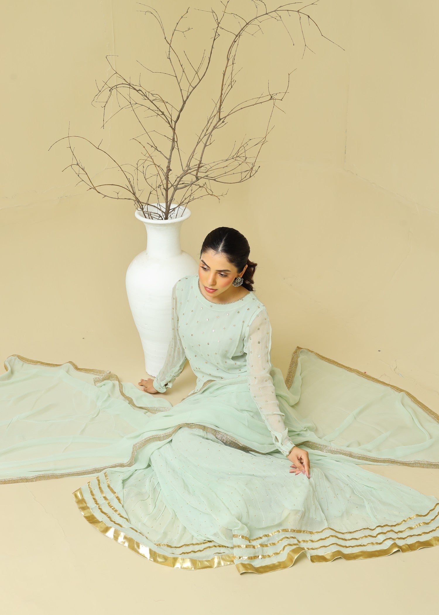 chiffon Sharara in Tea green