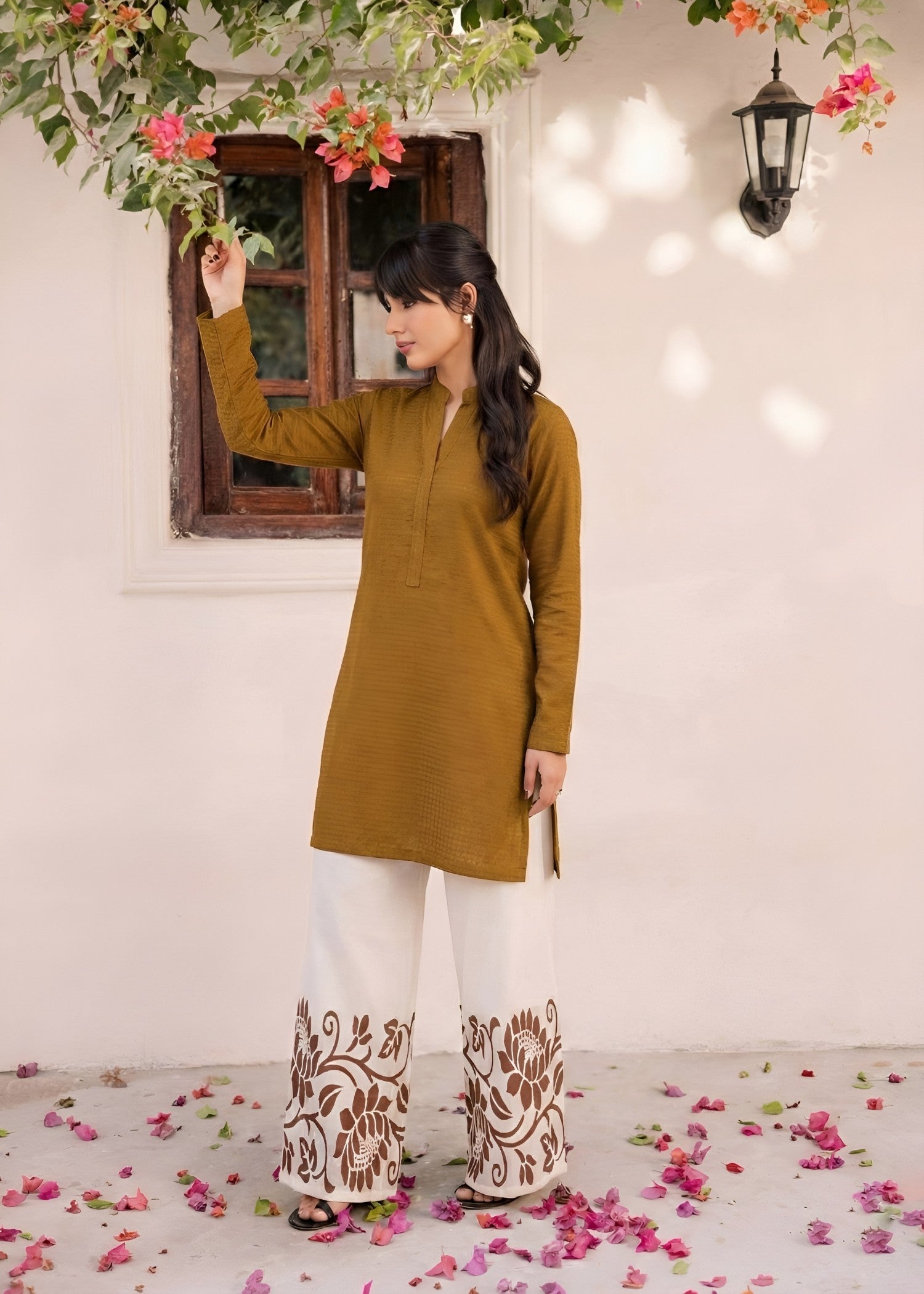 linen Kurta Set in Mari gold