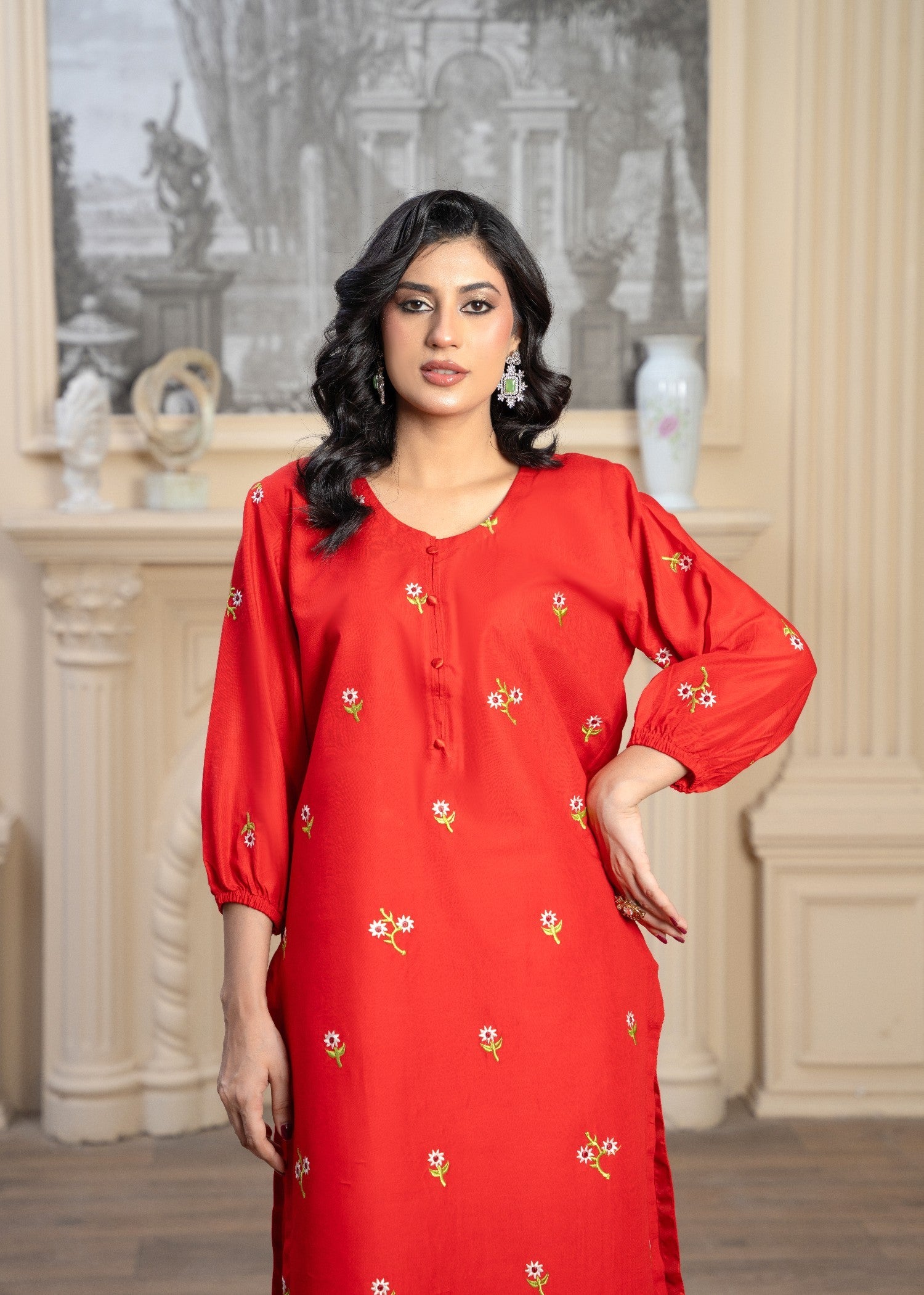 linen Co Ord Sets in Tomato red