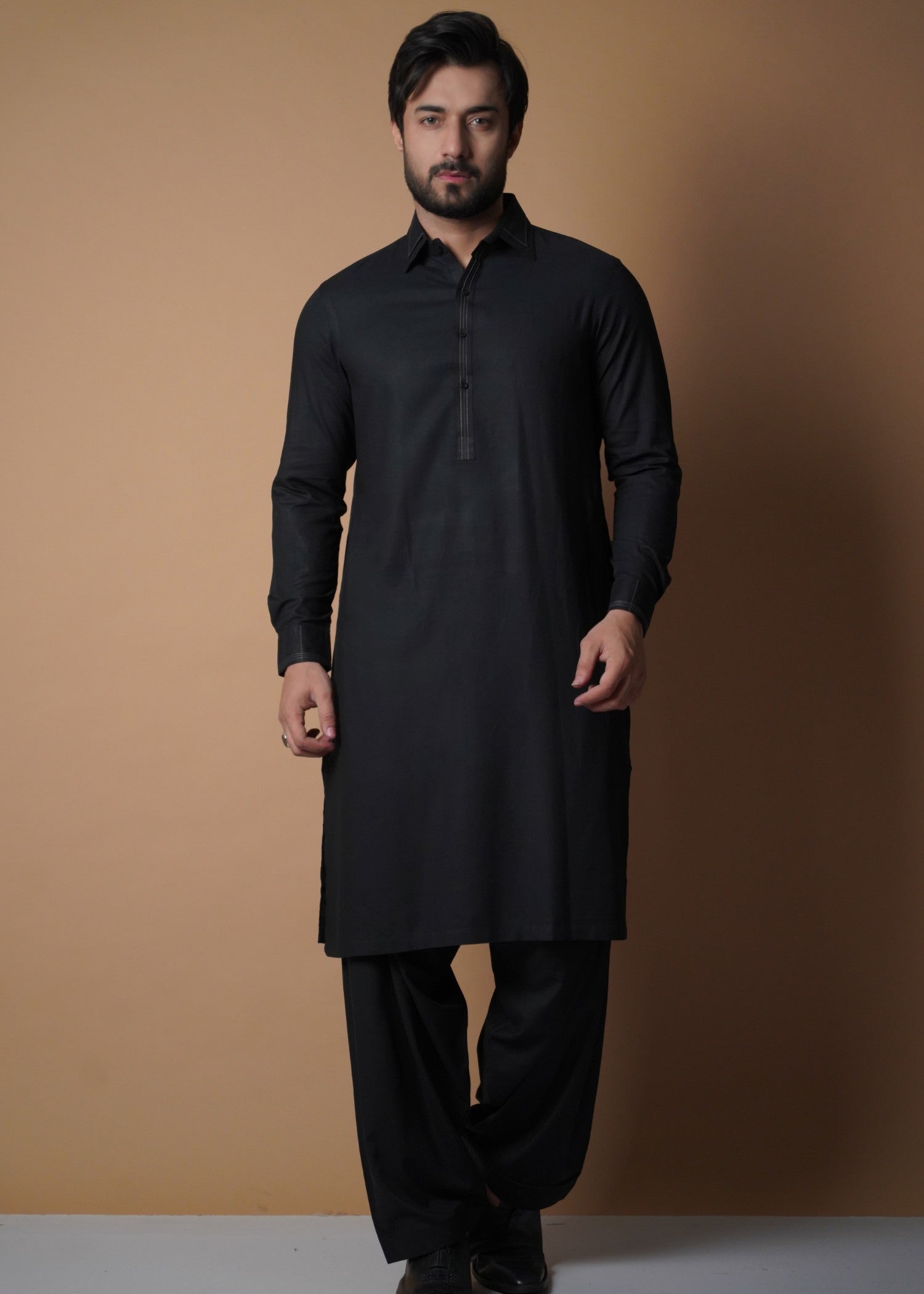 cotton viscose Shalwar Kameez in Black