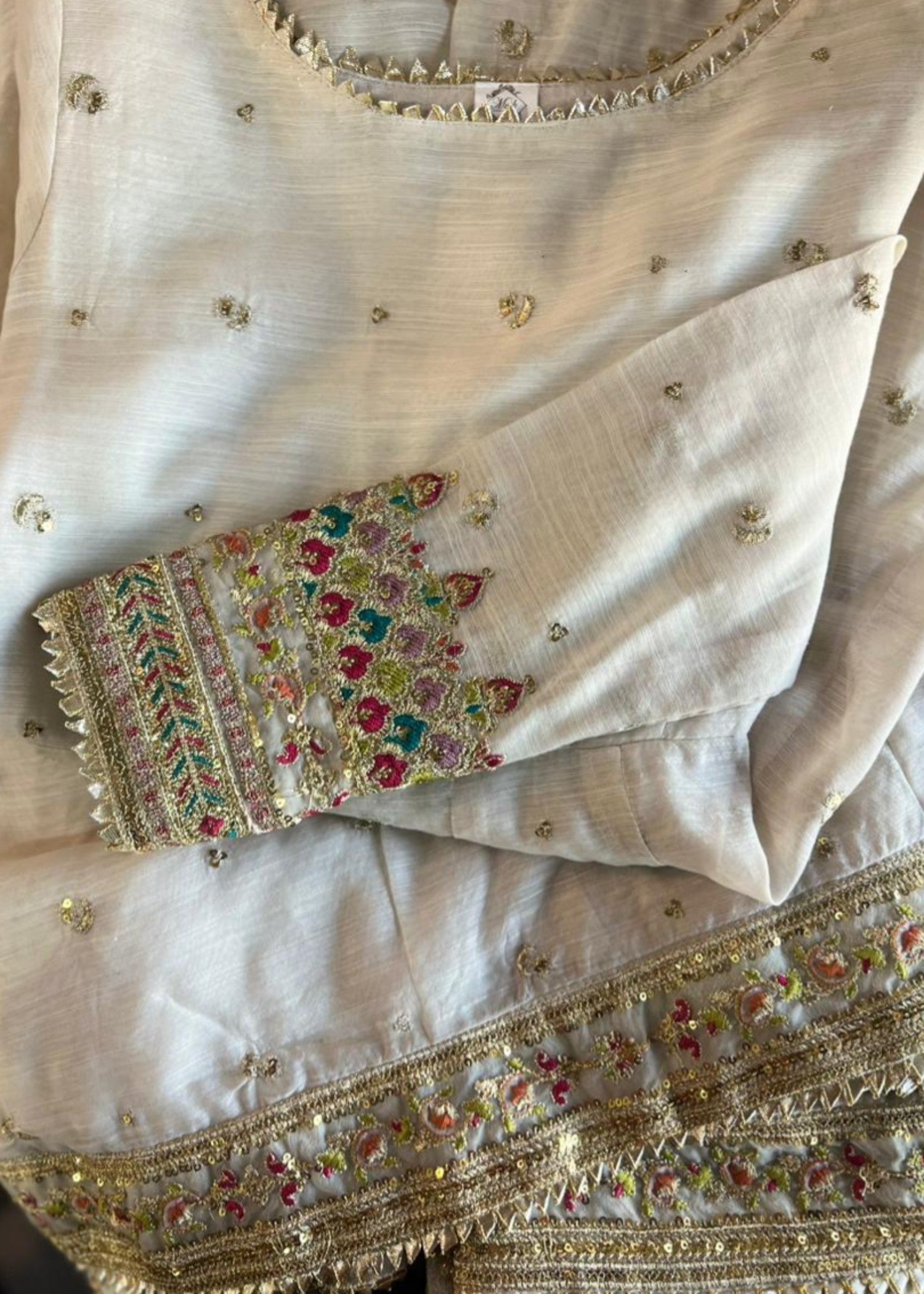paper silk Anarkali in Ivory