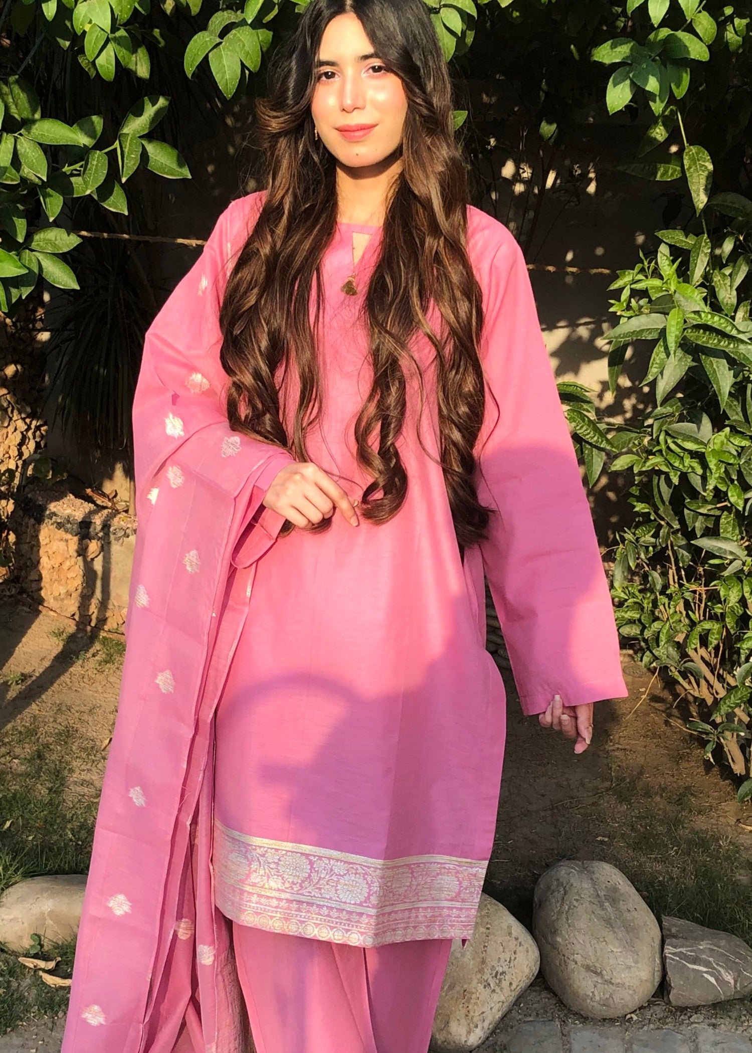 viscose Kurta Set in Strawberry pink