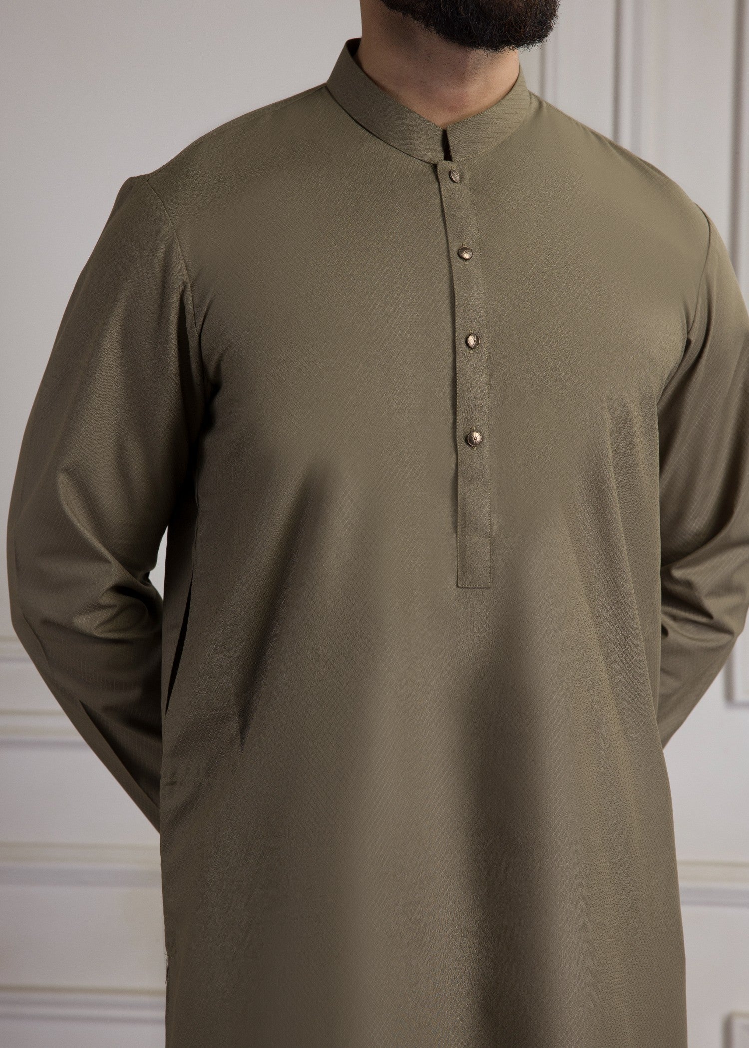 wash & wear Kurta in Warm grey