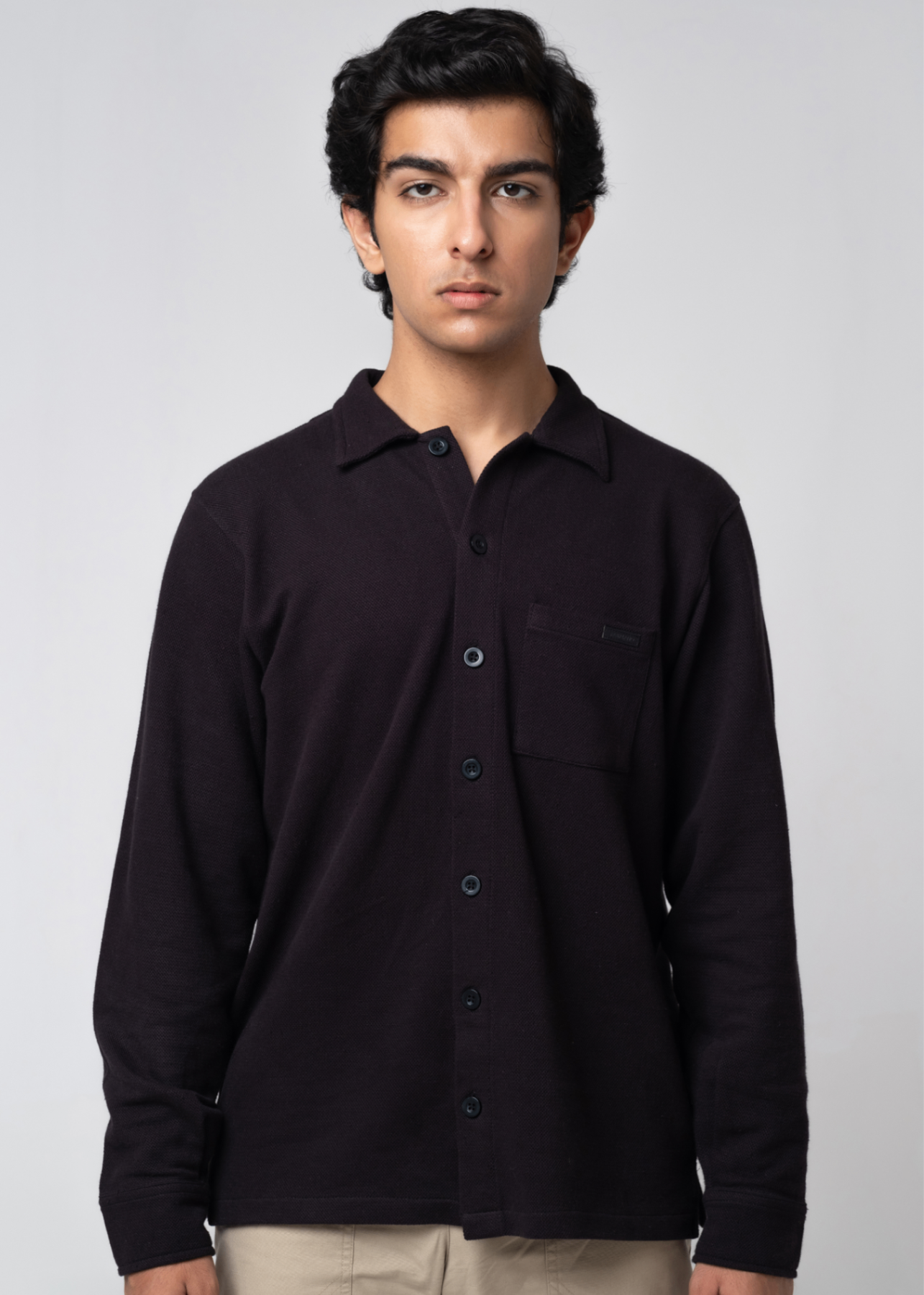 jersey knit Casual Shirt in Black
