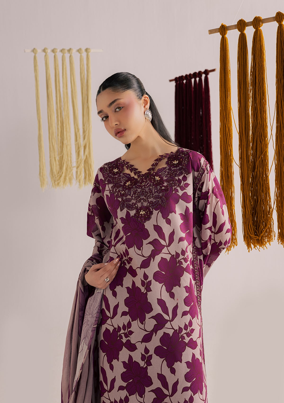 lawn Kurta Set in Purple