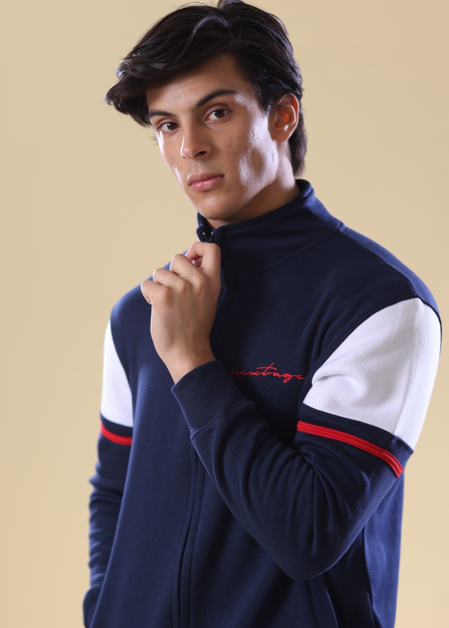 fleece Tracksuit in Navy blue, red, white