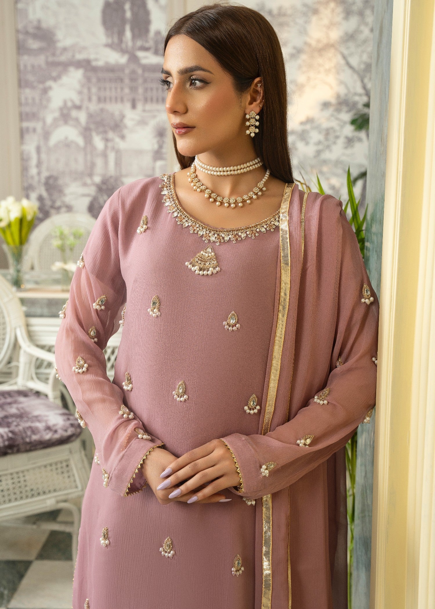chiffon Sharara in Lilac