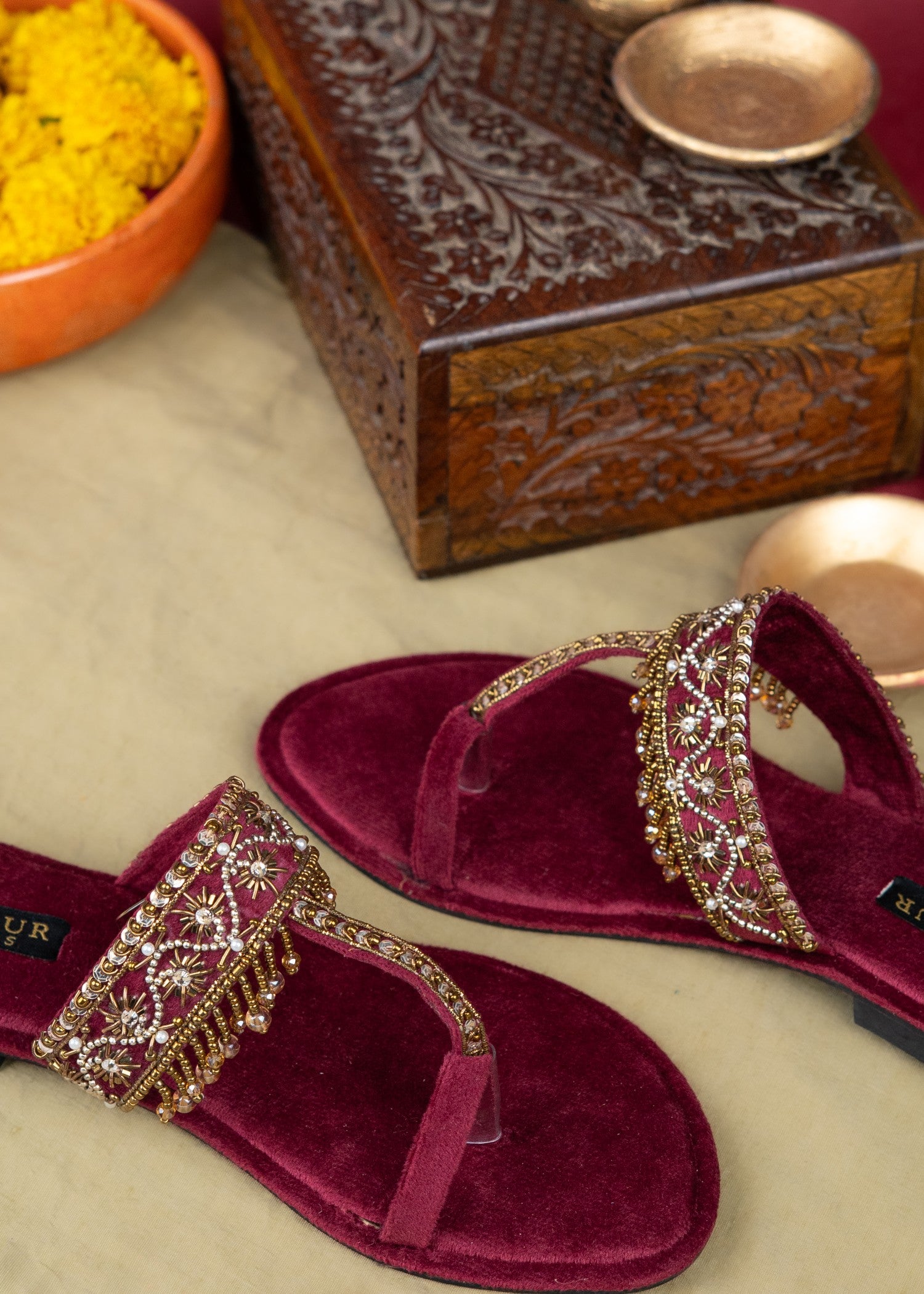 Kolapuri in Maroon by - High Quality Women Kolapuri YCQ8851