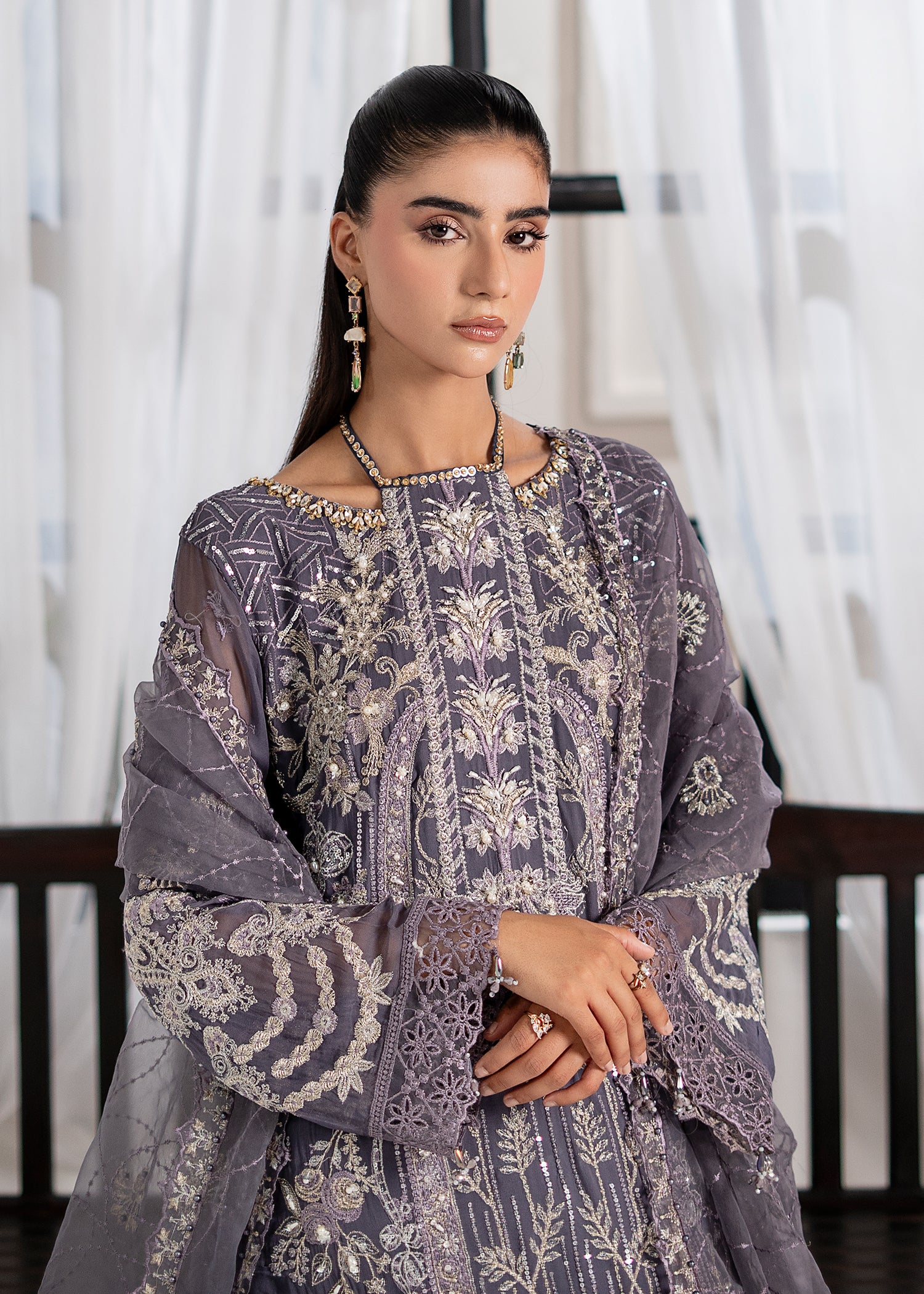 chiffon Sharara in Slate grey