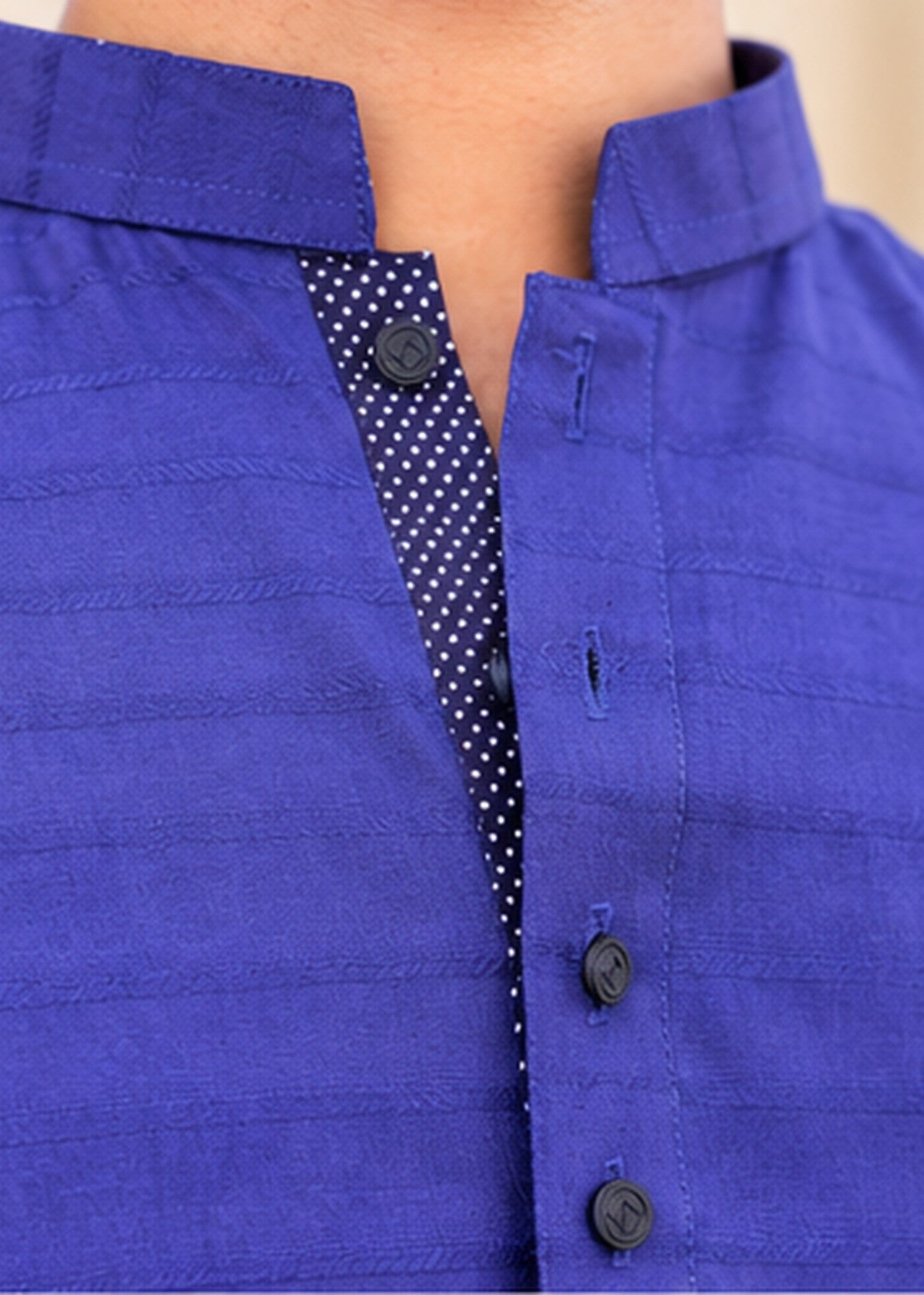 cotton jacquard Kurta in Blue