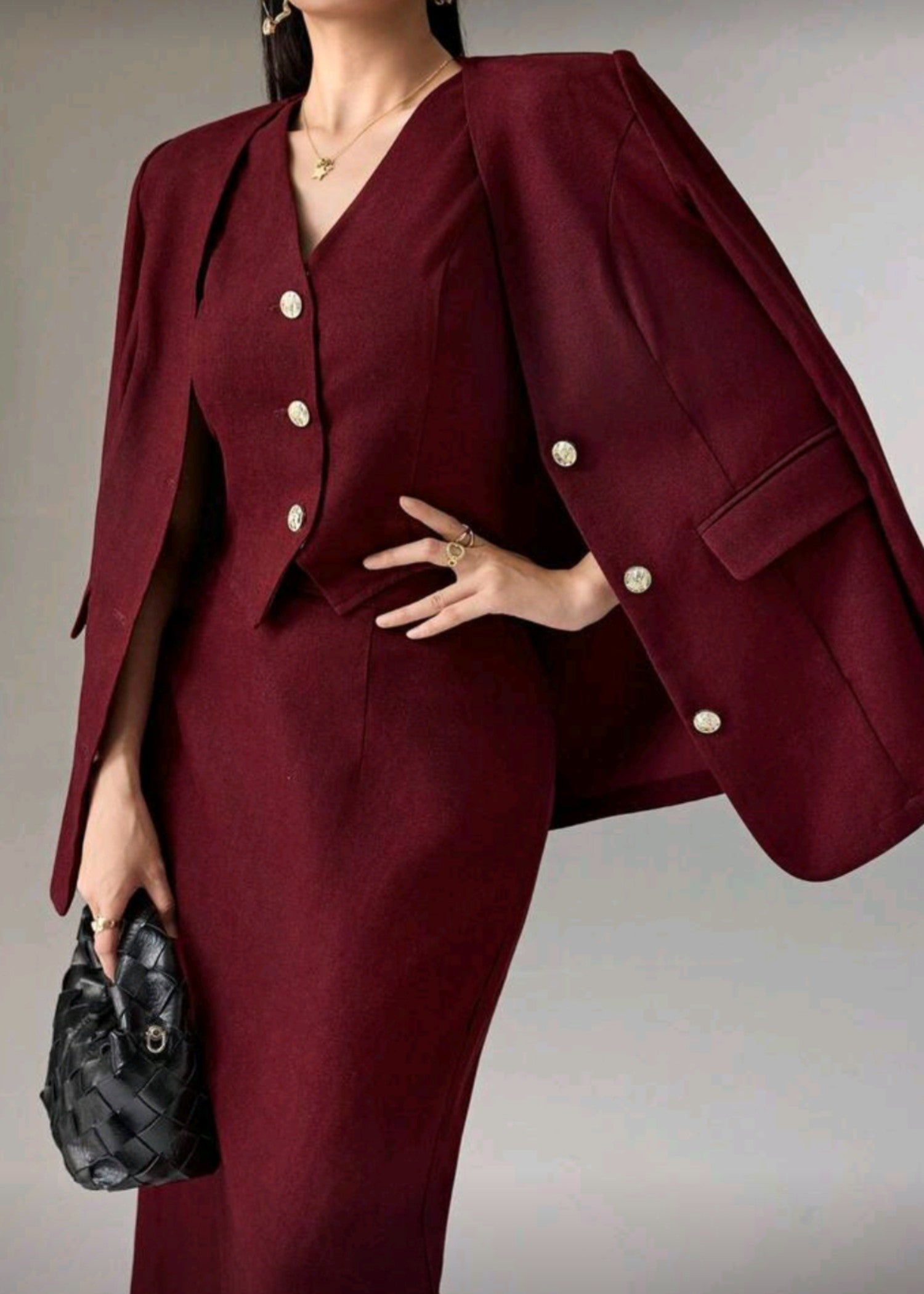 polyester Suits in Burgundy