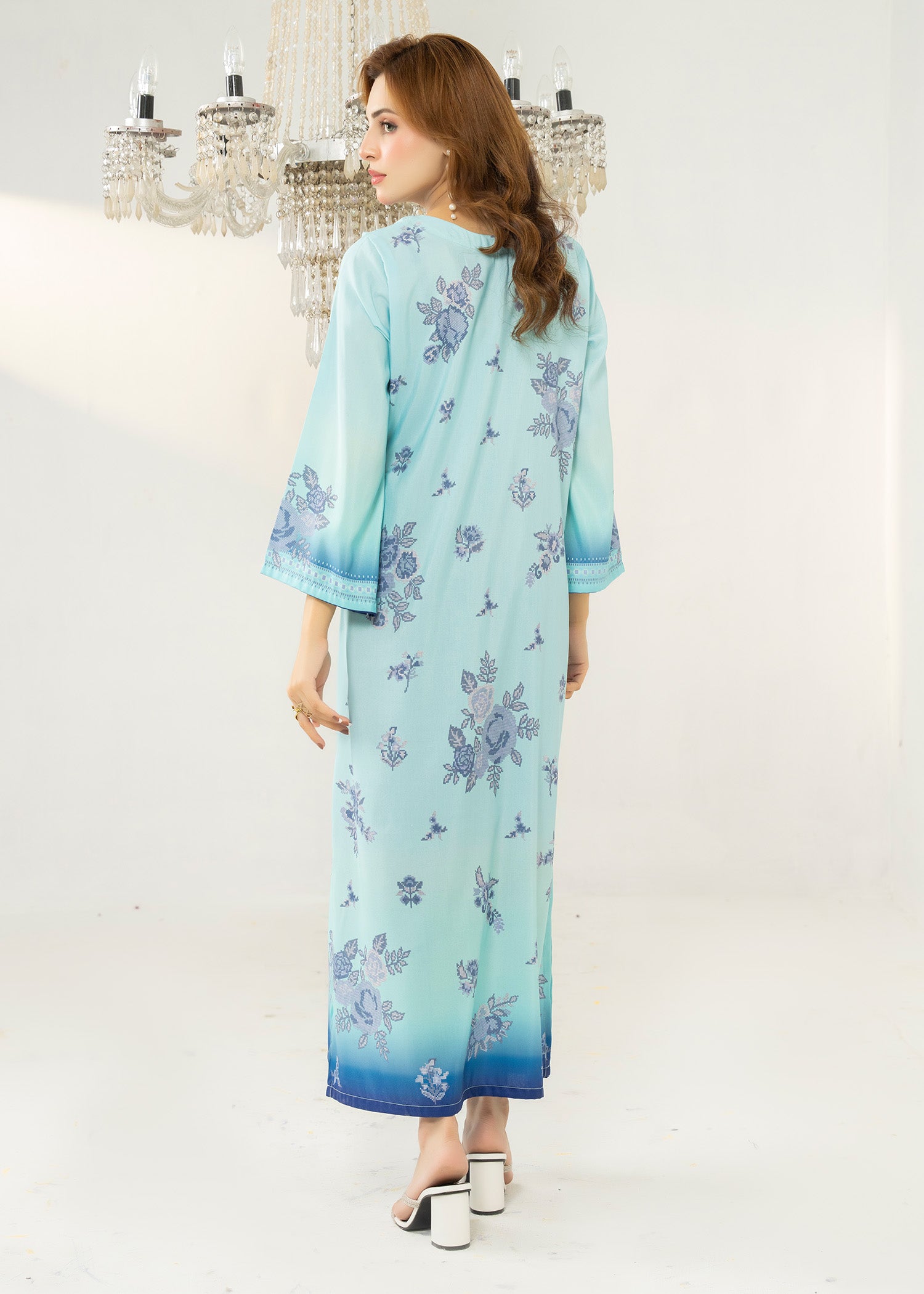lawn Kaftan in Aquamarine