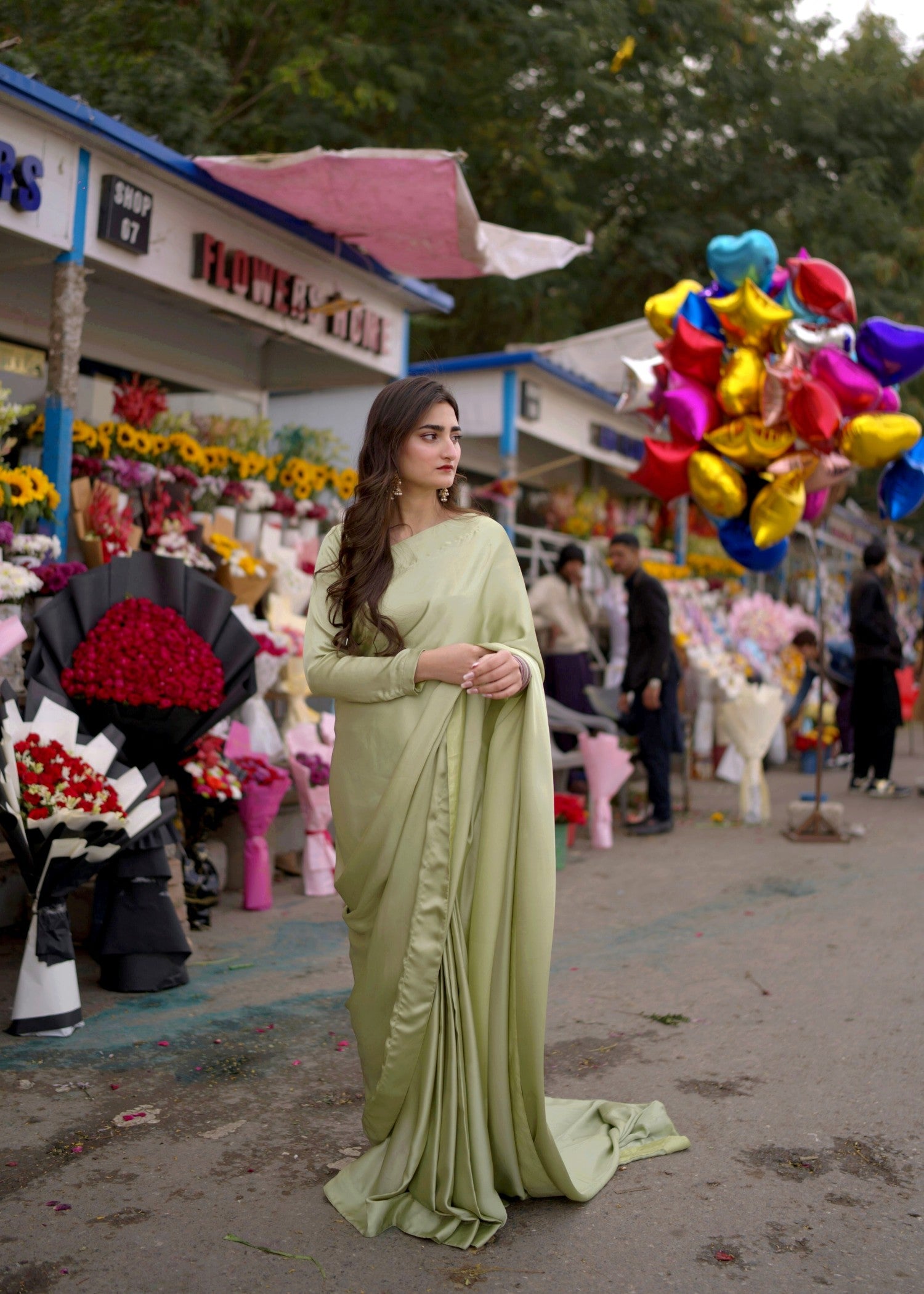 silk Saree in Pistachio green