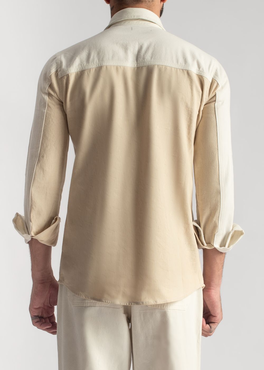 denim Casual Shirt in Beige, white