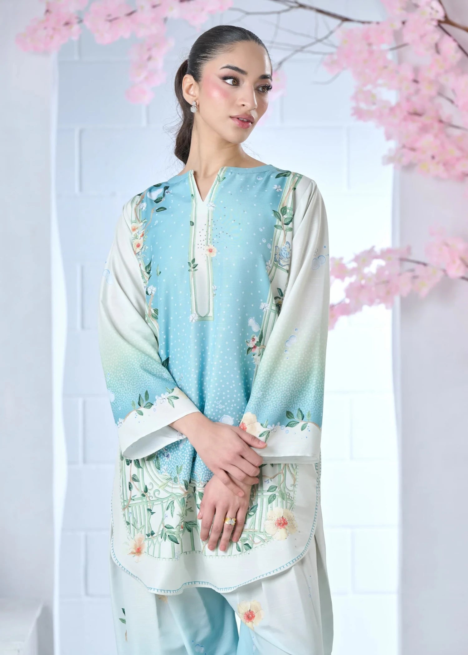 raw silk Co Ord Sets in Sky blue