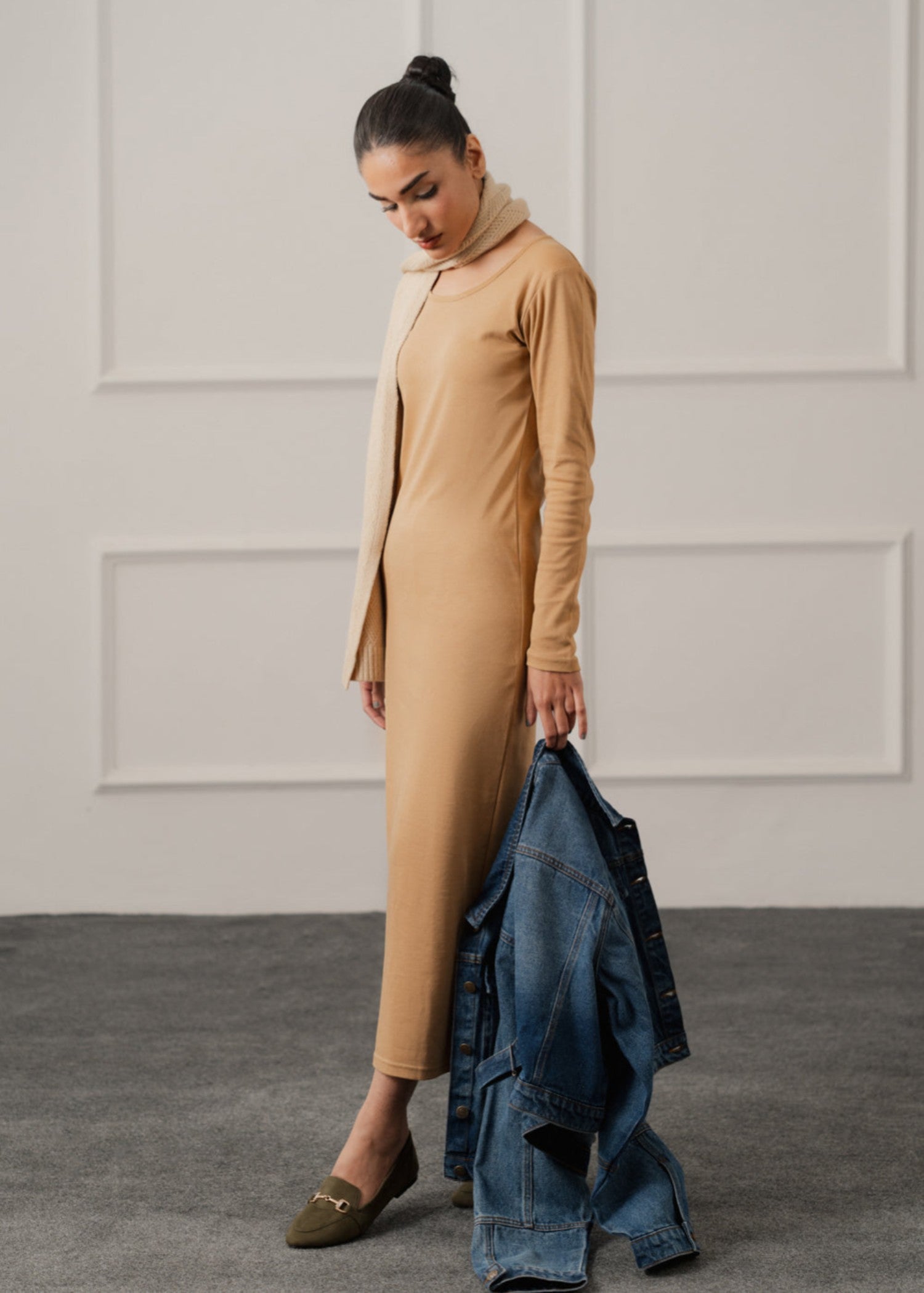 polycotton Dress in Beige