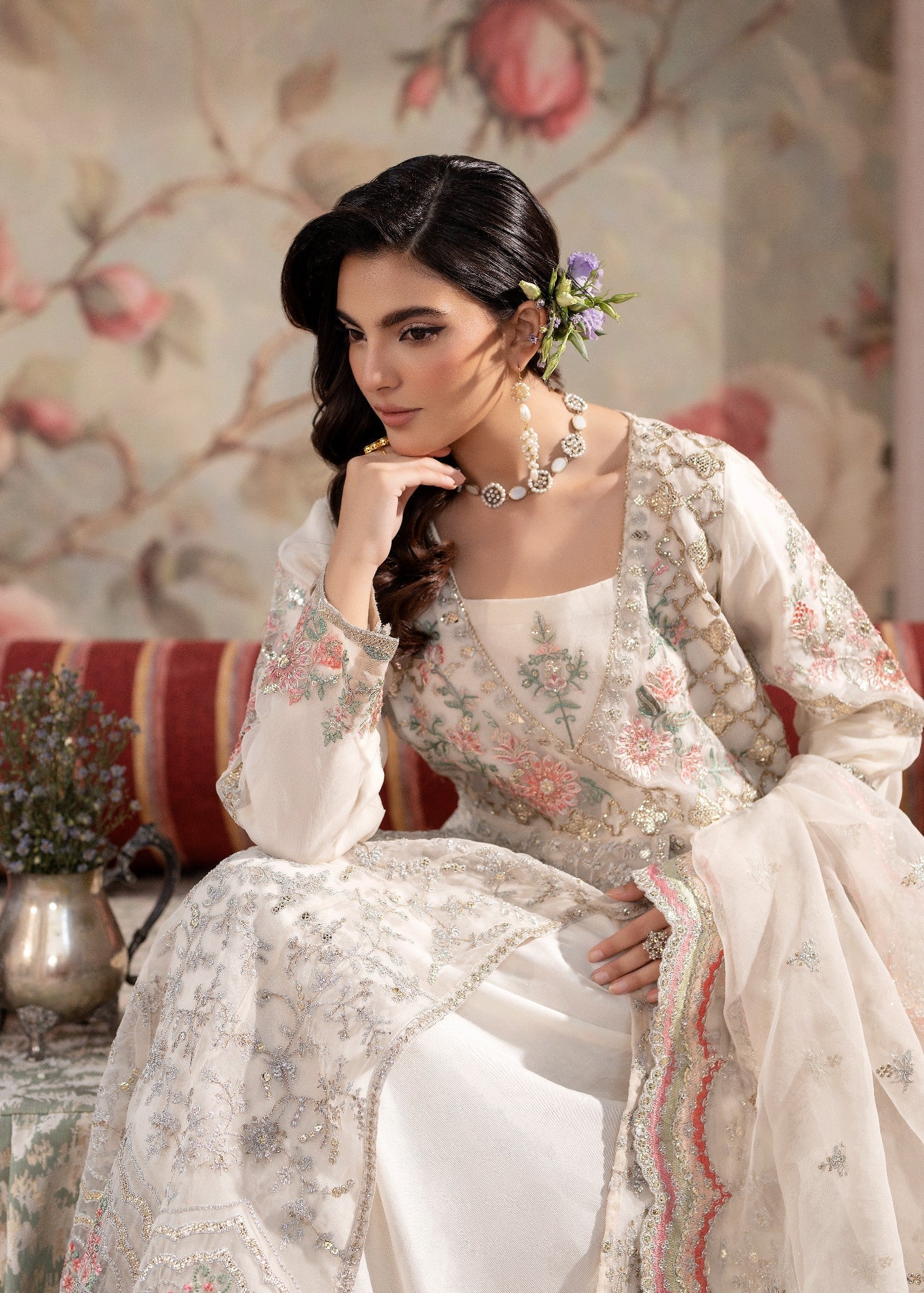 organza Angrakha in White