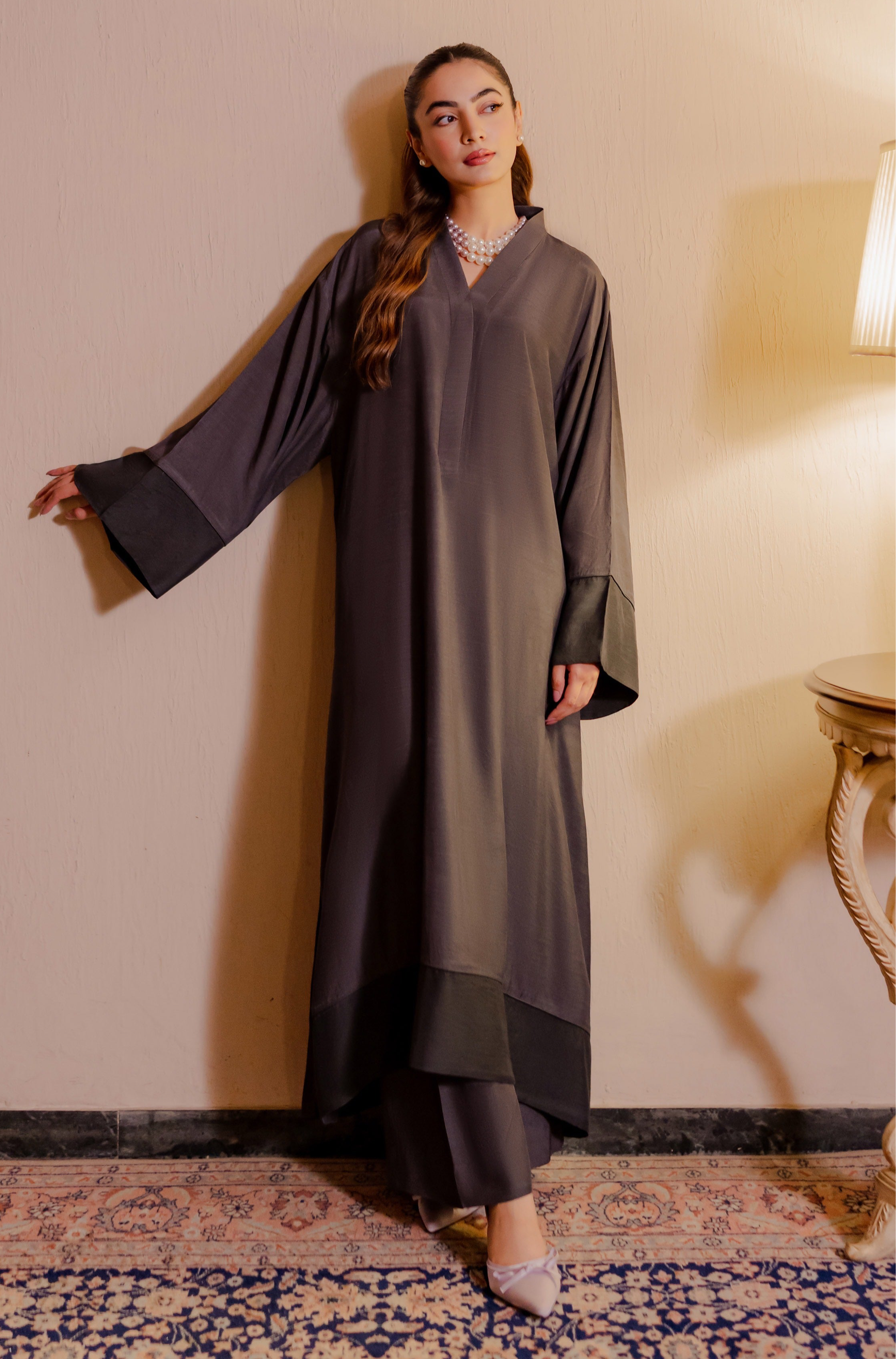 silk Kaftan in Tan brown