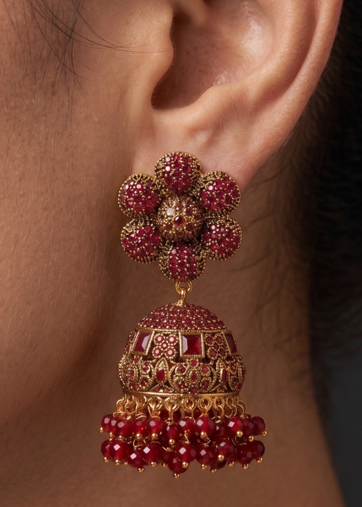 Earrings in Red Color by - Trendy Women Earrings GIG0254