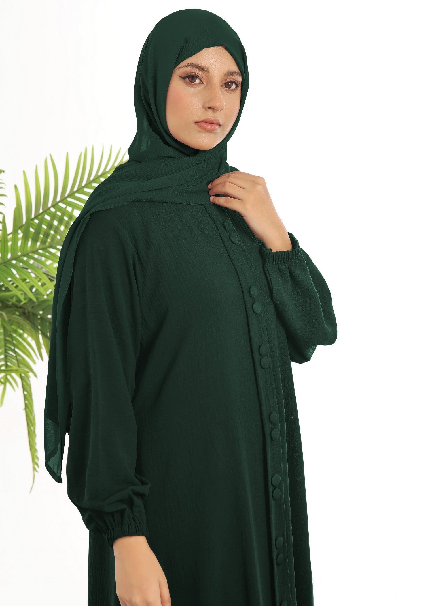 polyester Abaya in Green