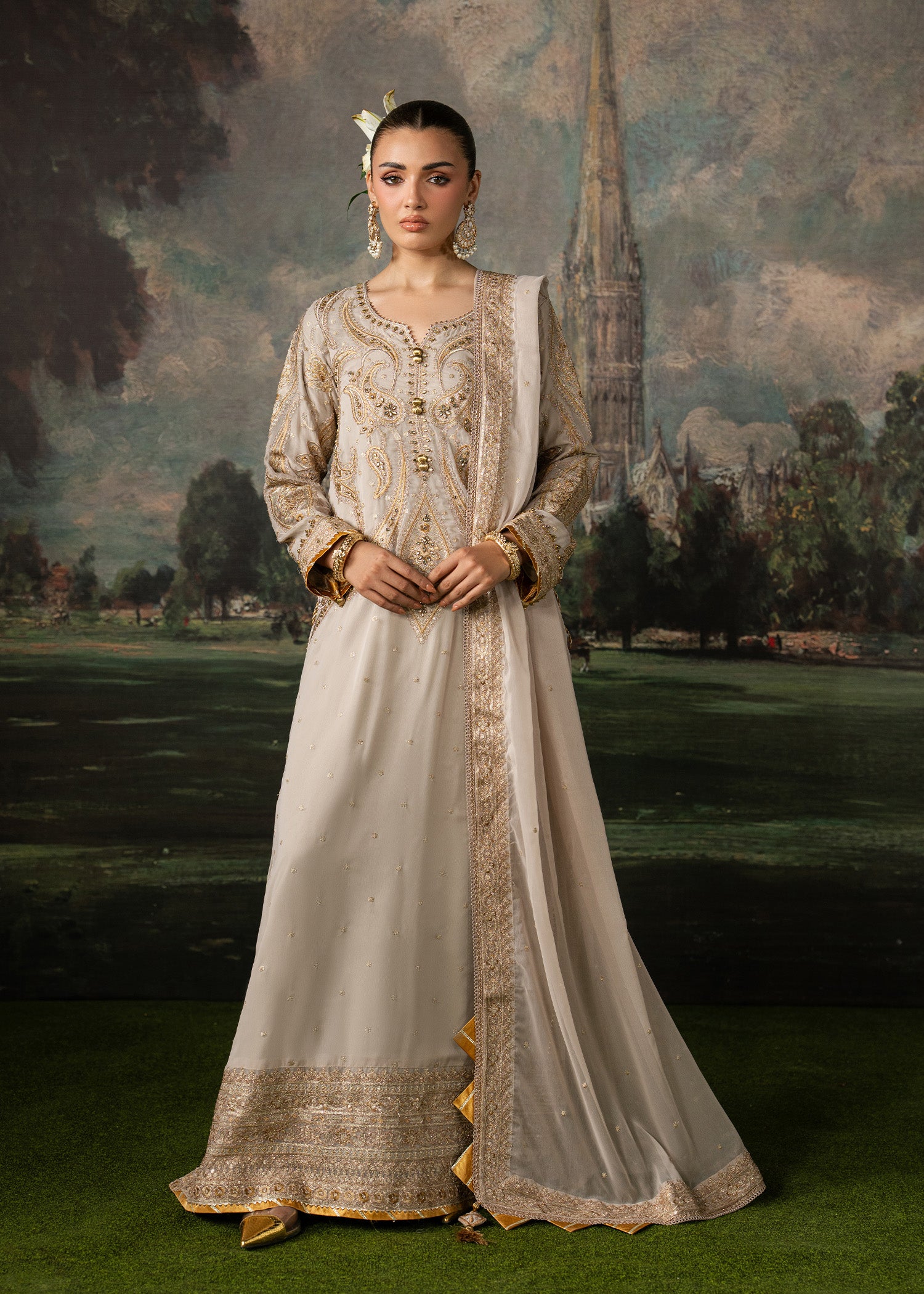 chiffon Kaftan in Beige